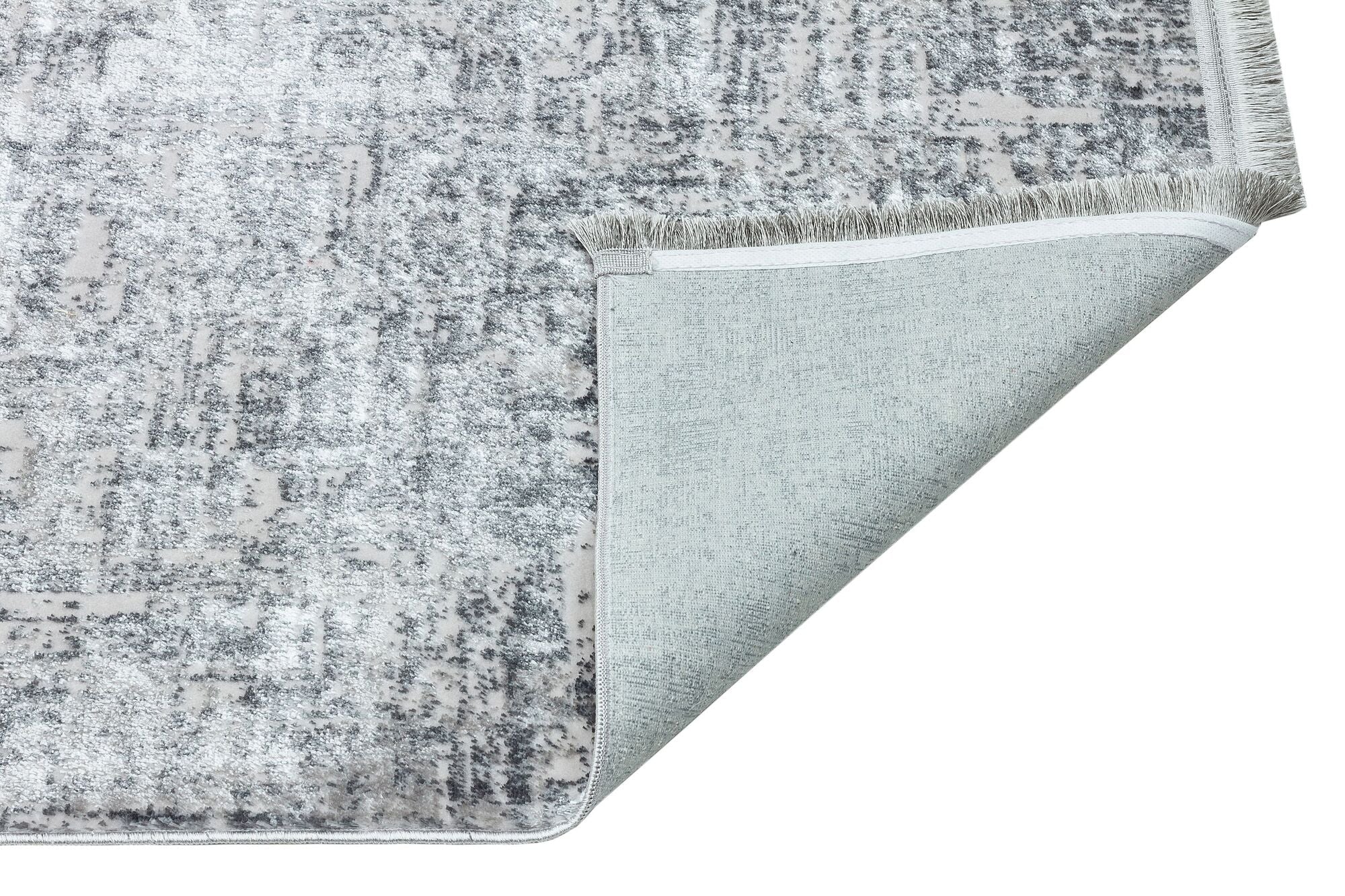 Vintage Area Rug – Machine Made Grey Cotton Wool Blend Washable Anti Slip Carpet
