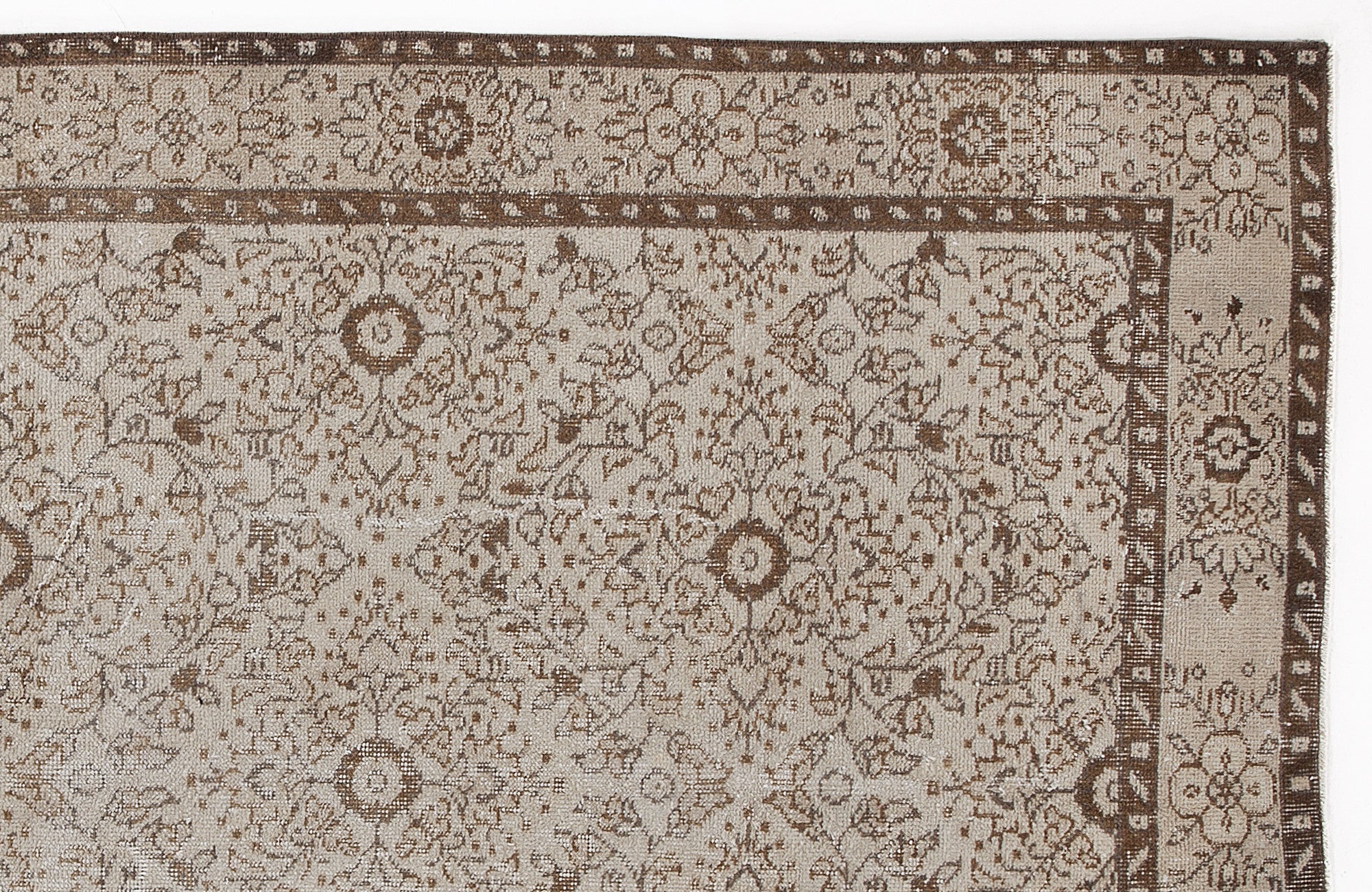 Atina Beige Vintage Wool Handmade Area Rug 5'0" x 8'6"