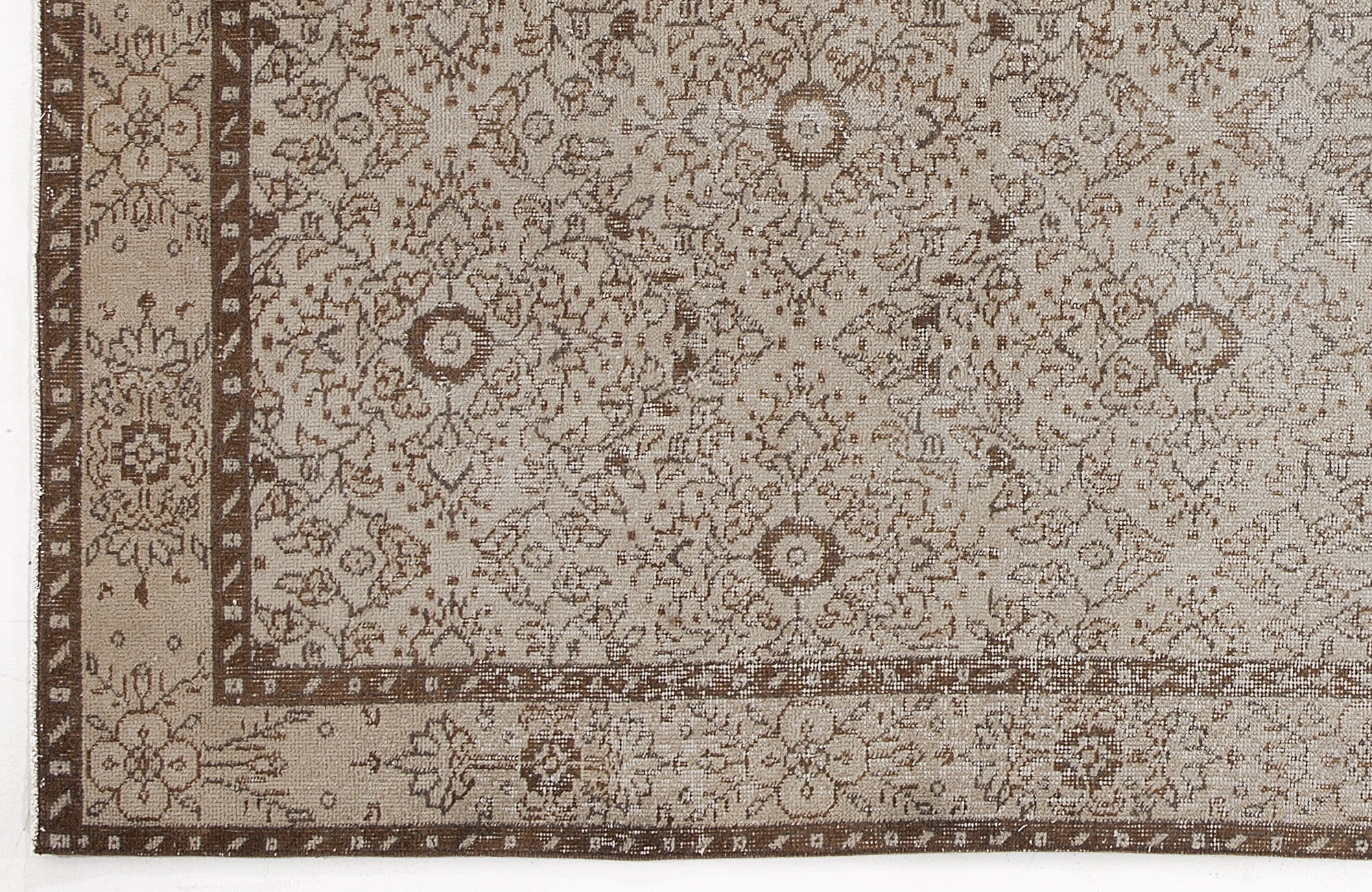 Atina Beige Vintage Wool Handmade Area Rug 5'0" x 8'6"