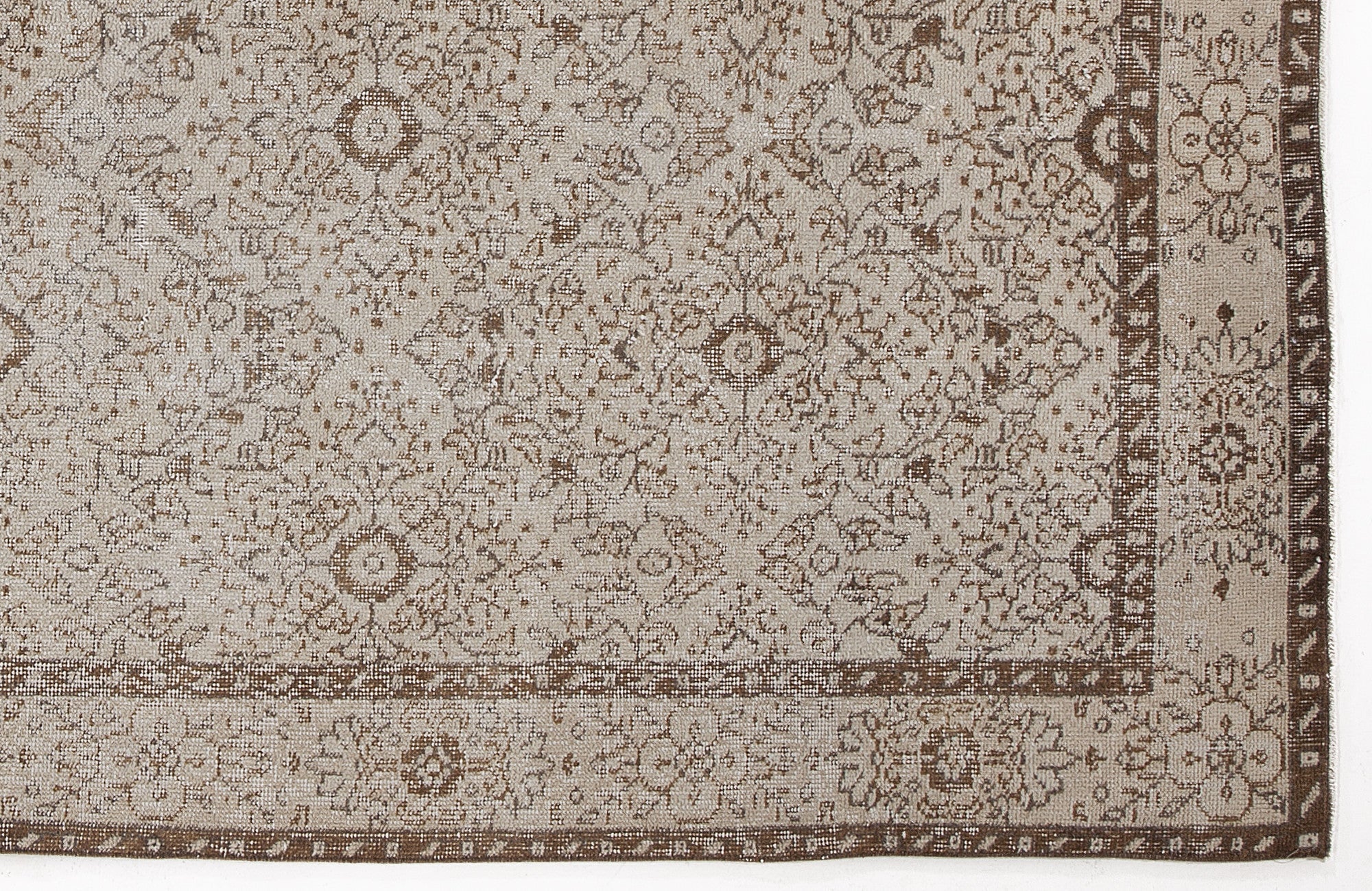 Atina Beige Vintage Wool Handmade Area Rug 5'0" x 8'6"