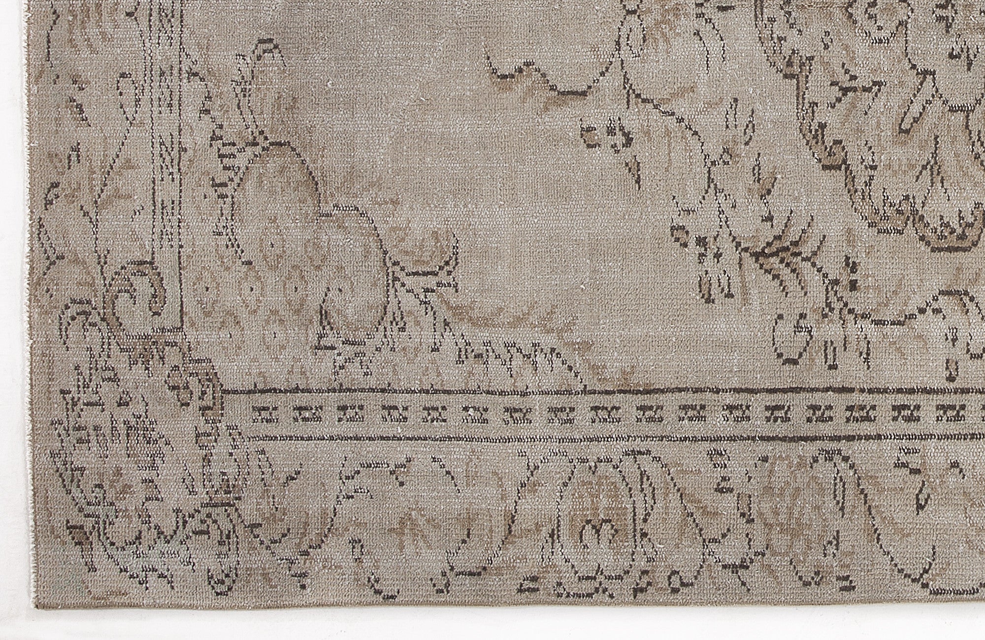 Atina Beige Vintage Wool Handmade Area Rug 5'6" x 8'11"