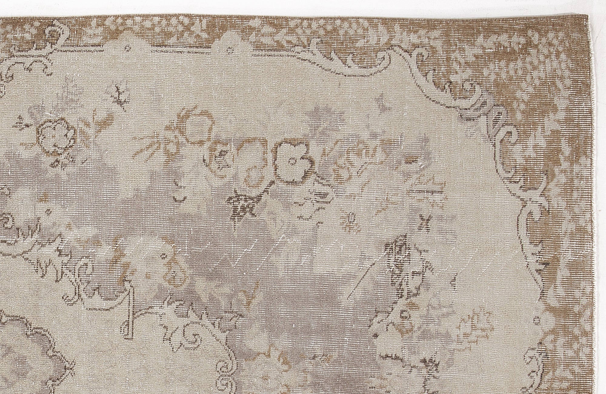 Atina Beige Vintage Wool Handmade Area Rug 5'5" x 9'1"