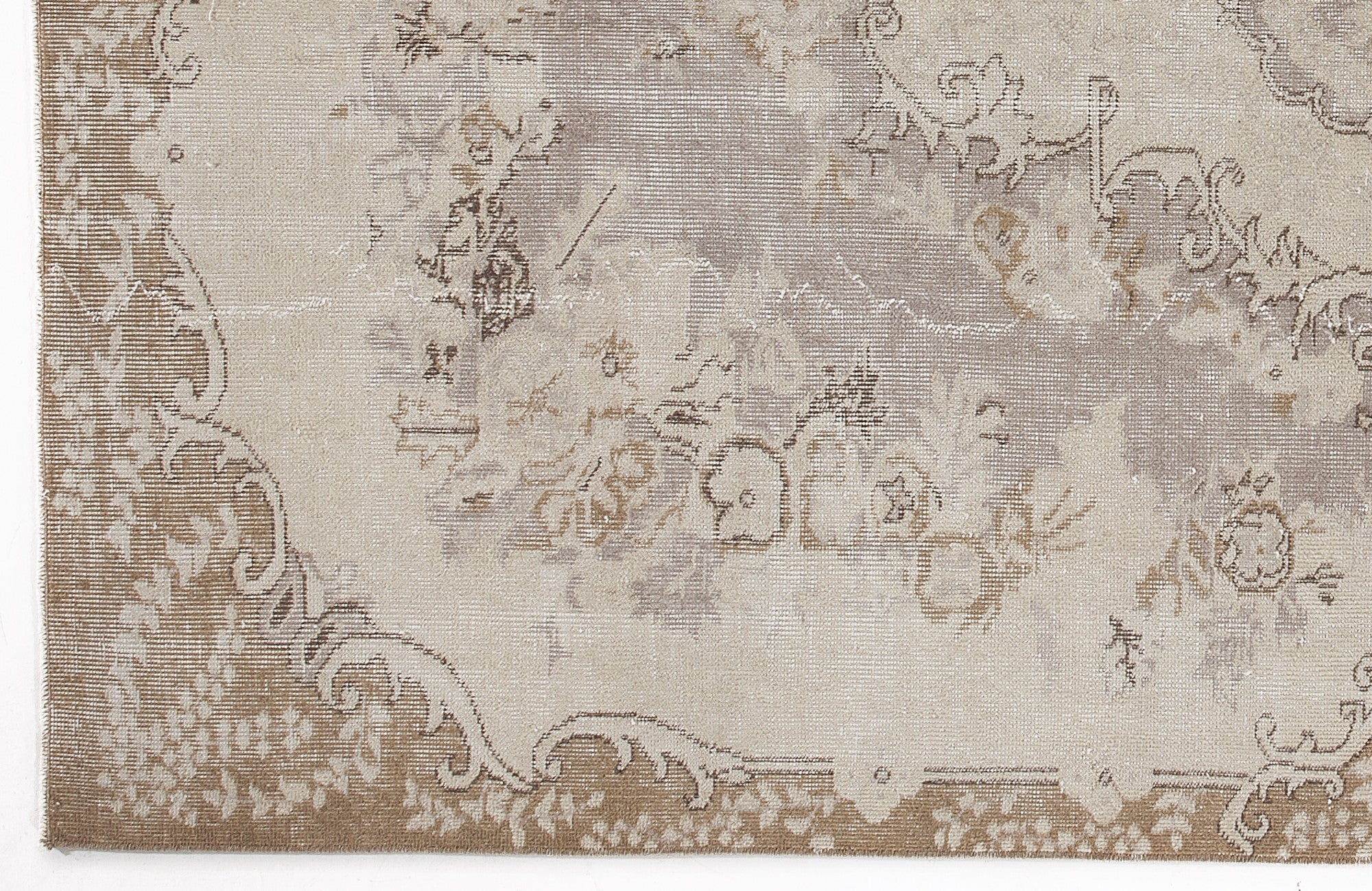 Atina Beige Vintage Wool Handmade Area Rug 5'5" x 9'1"