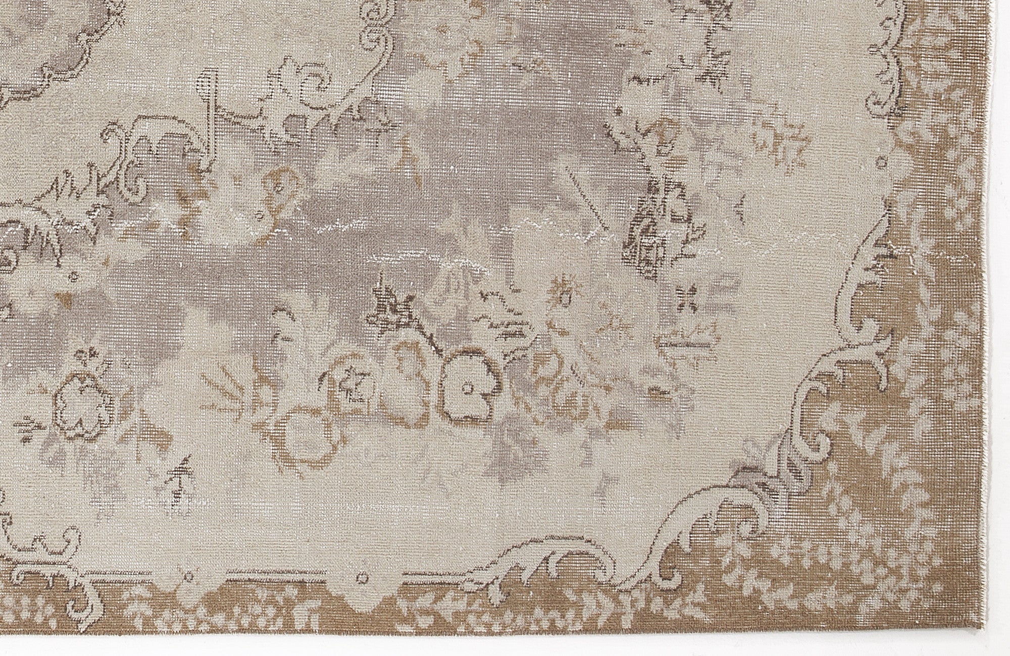 Atina Beige Vintage Wool Handmade Area Rug 5'5" x 9'1"