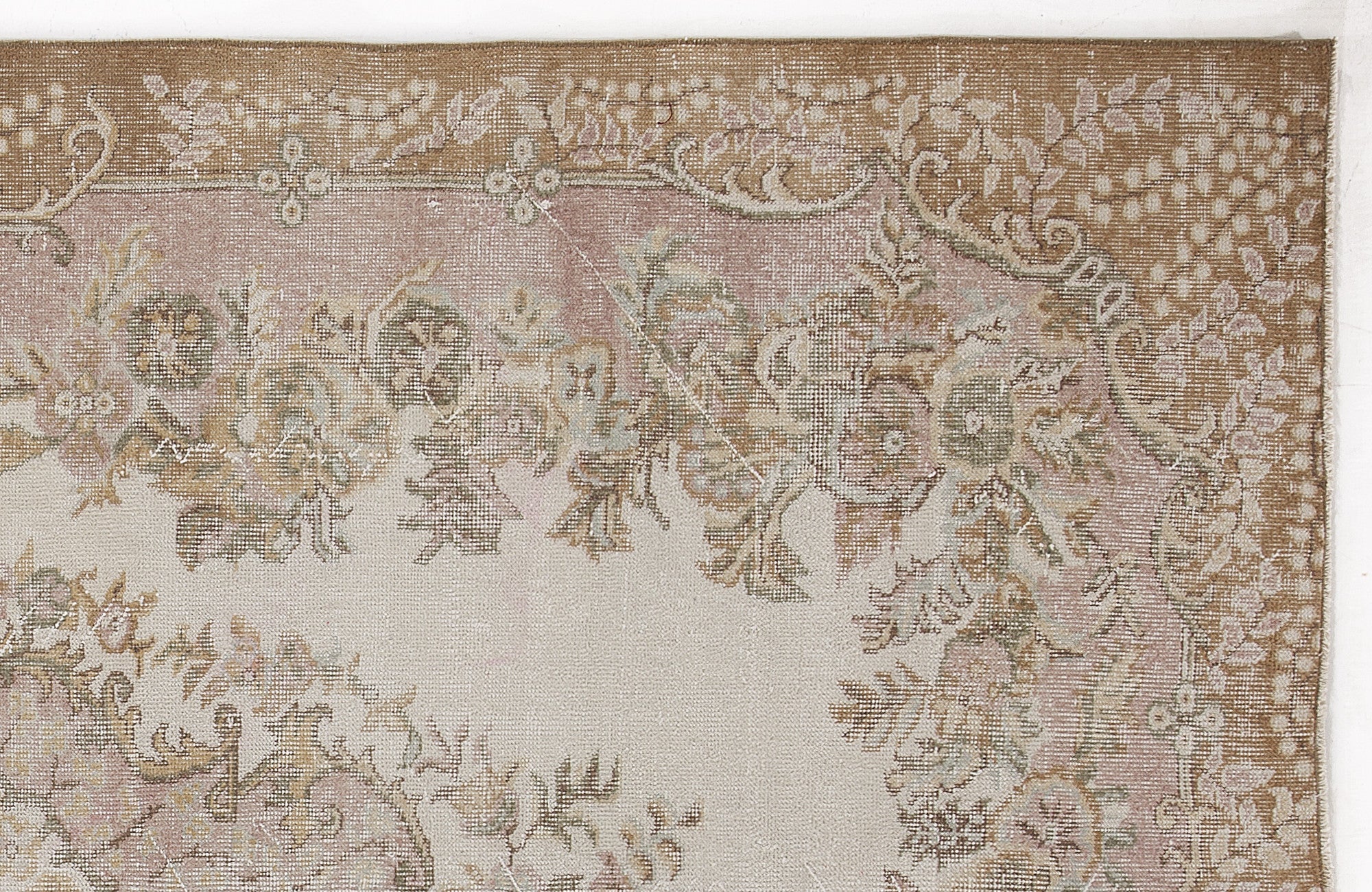 Atina Beige Vintage Wool Handmade Area Rug 5'10" x 9'7"