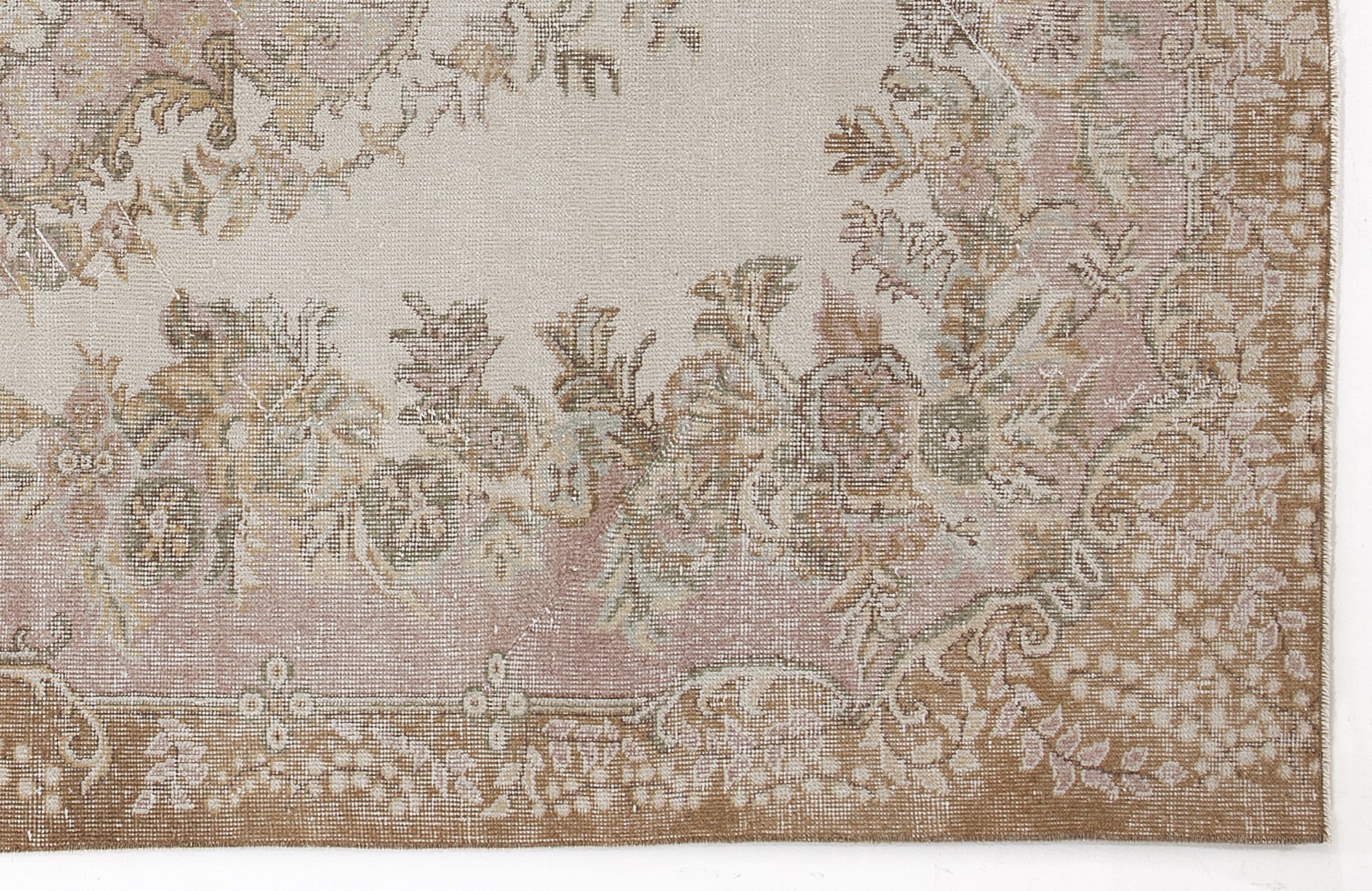 Atina Beige Vintage Wool Handmade Area Rug 5'10" x 9'7"
