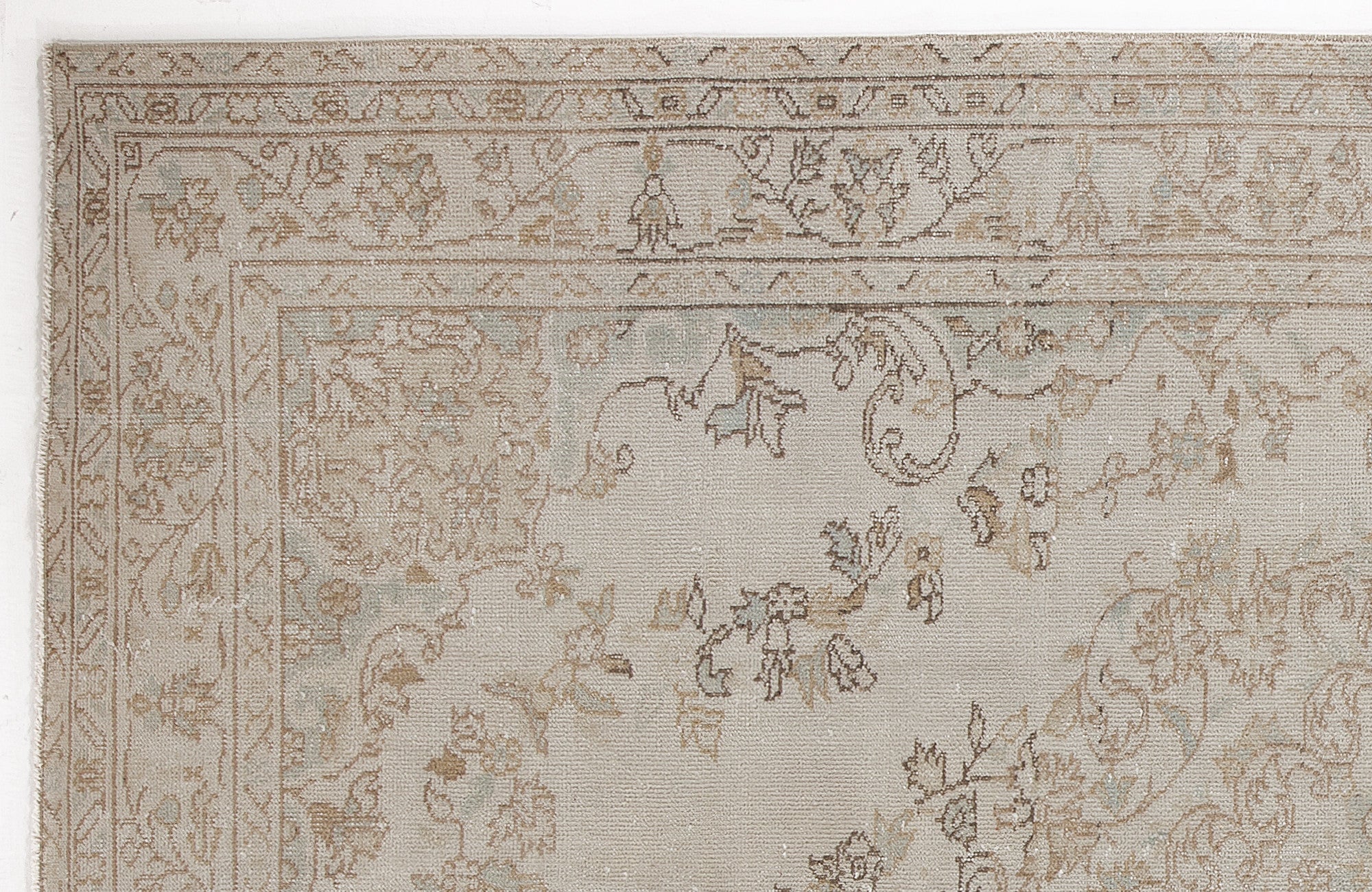 Atina Beige Vintage Wool Handmade Area Rug 6'0" x 9'3"