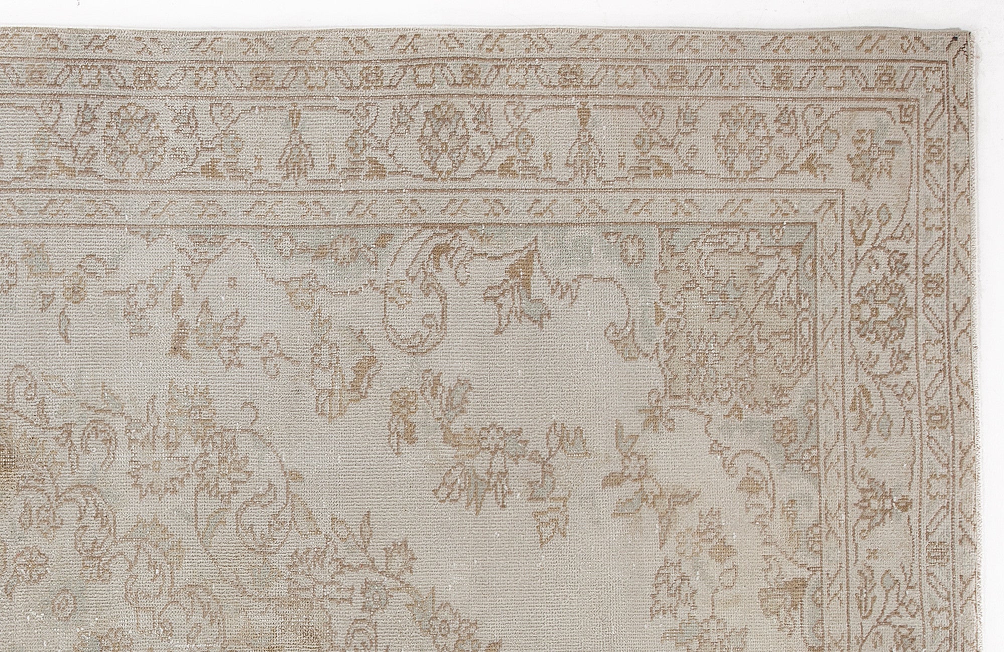 Atina Beige Vintage Wool Handmade Area Rug 6'0" x 9'3"
