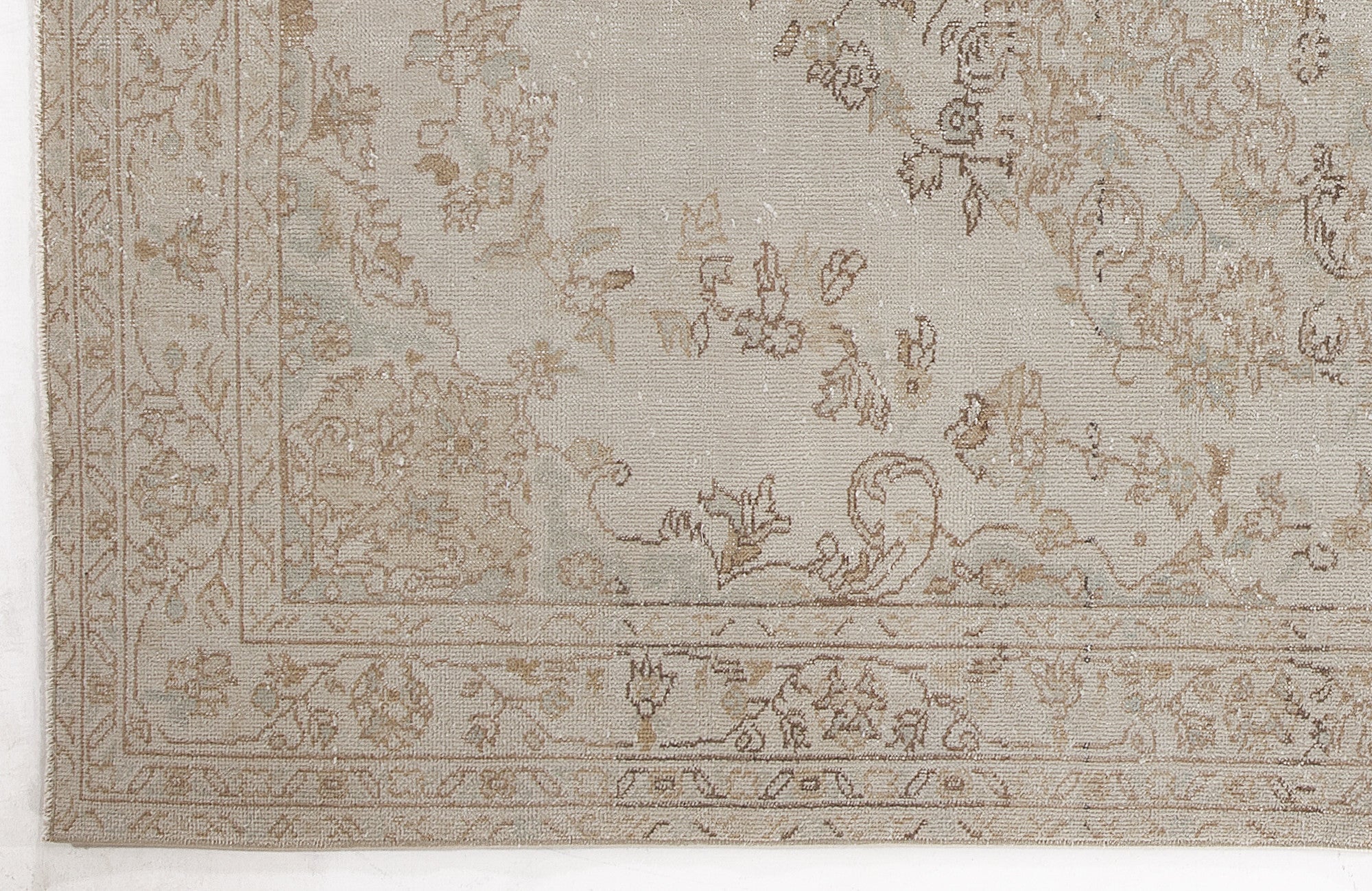 Atina Beige Vintage Wool Handmade Area Rug 6'0" x 9'3"