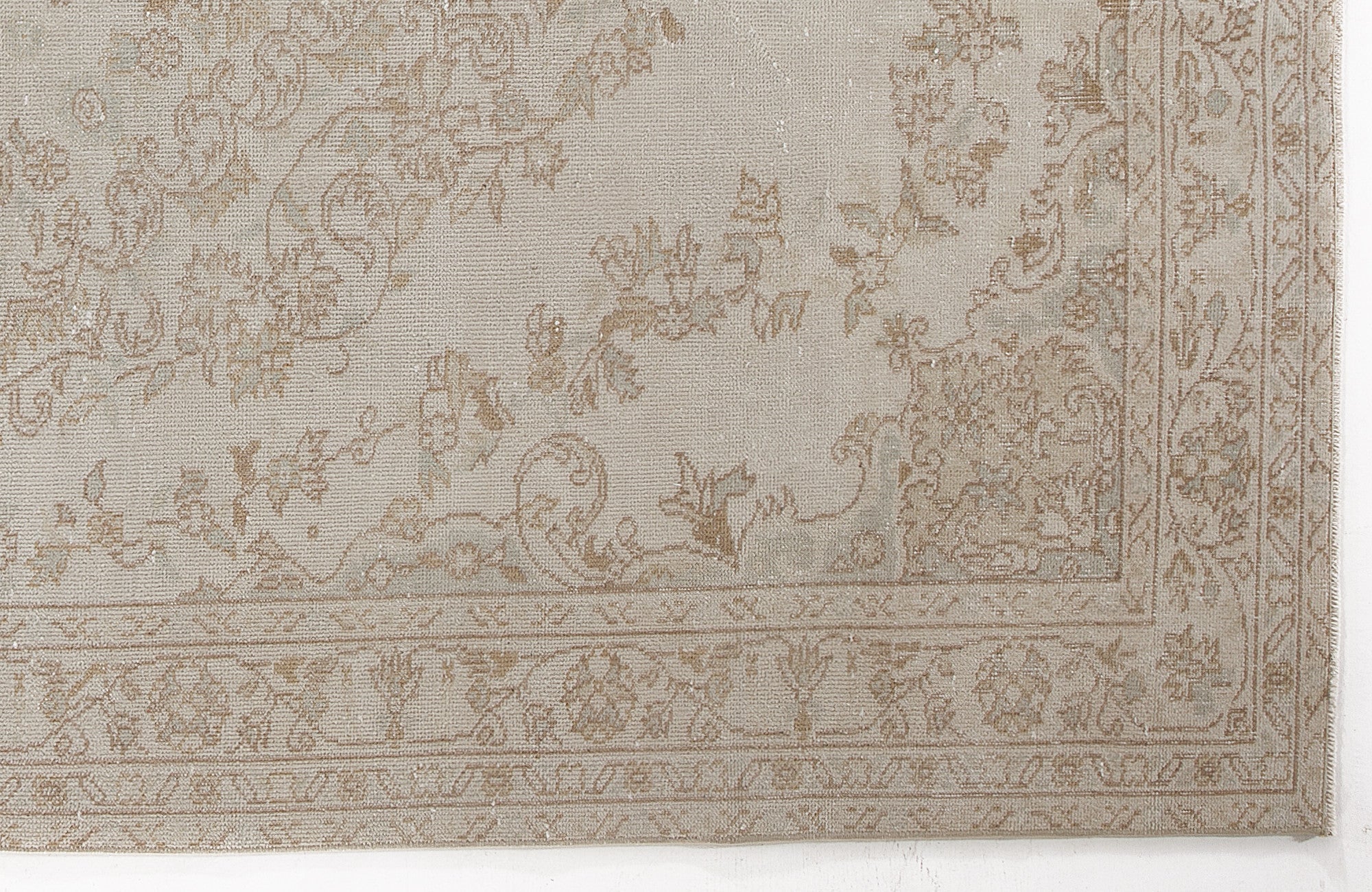 Atina Beige Vintage Wool Handmade Area Rug 6'0" x 9'3"
