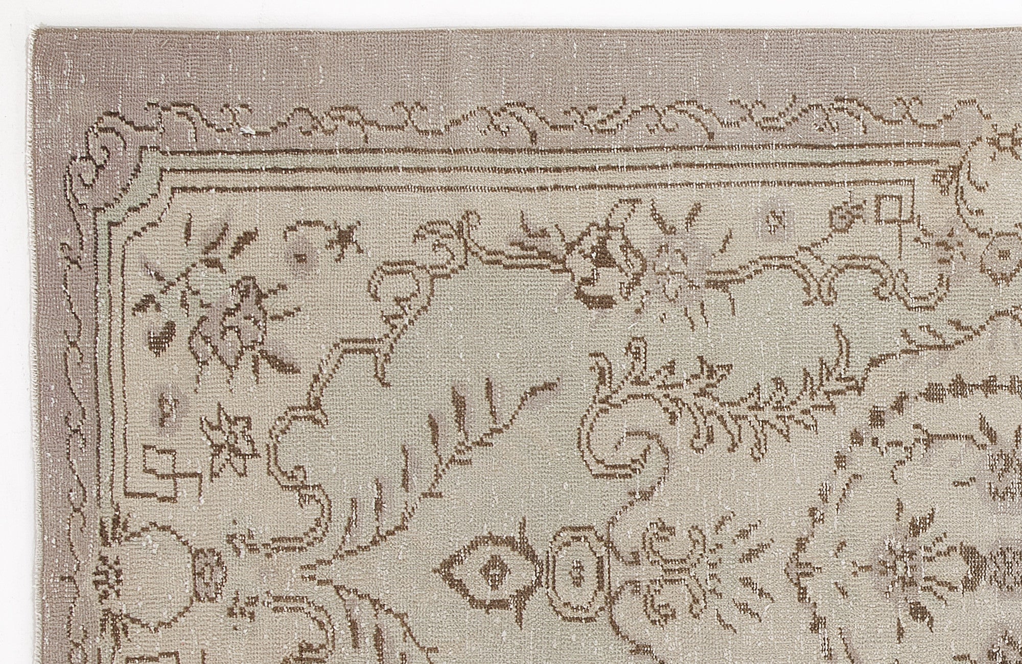 Atina Beige Vintage Wool Handmade Area Rug 4'10" x 8'8"