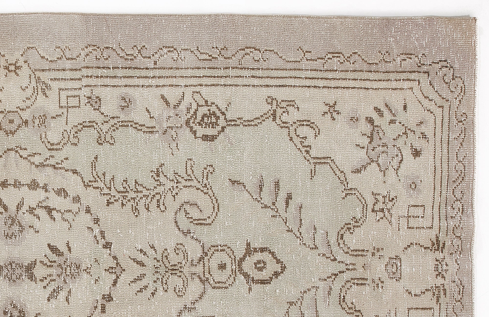 Atina Beige Vintage Wool Handmade Area Rug 4'10" x 8'8"