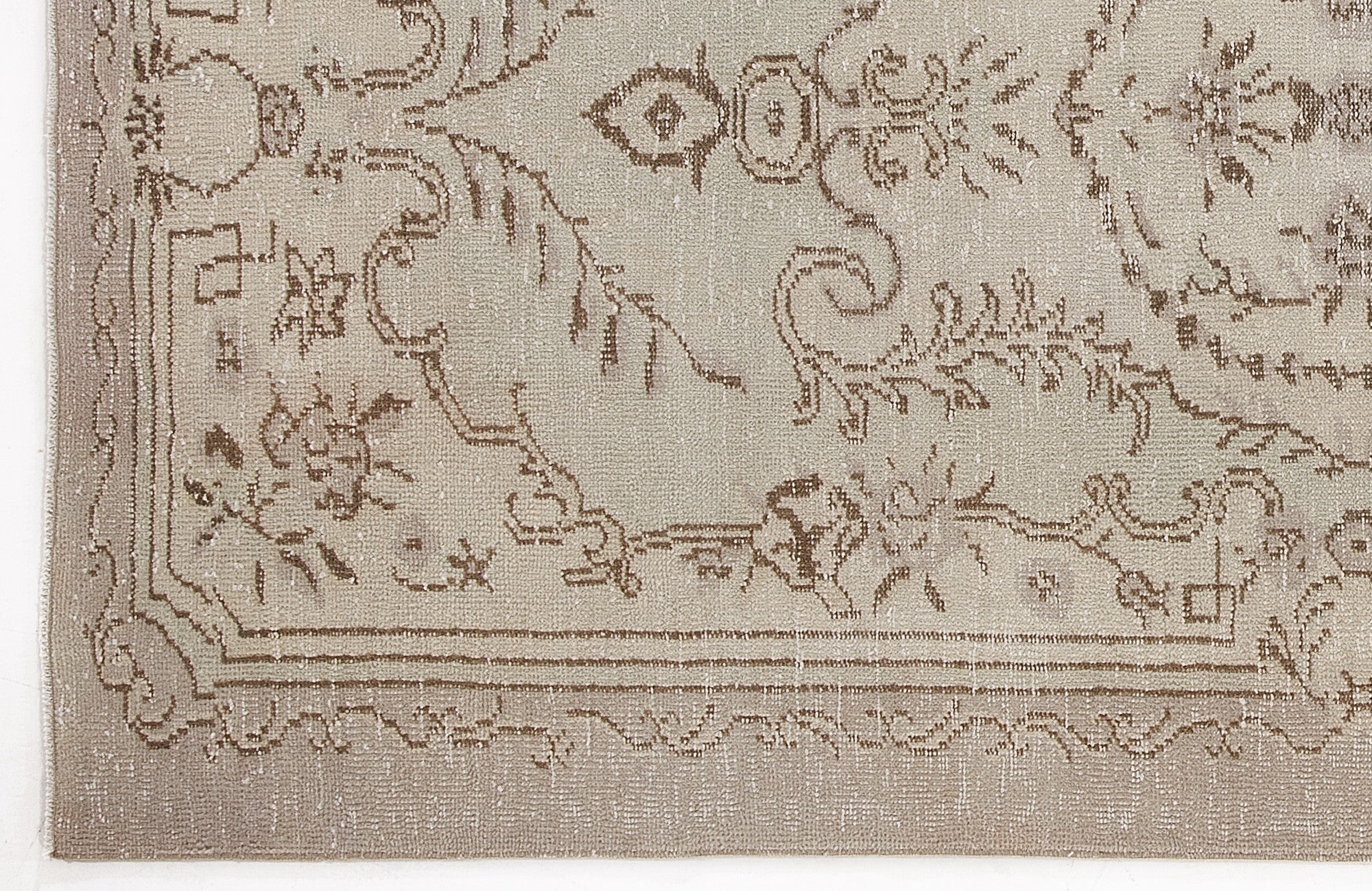 Atina Beige Vintage Wool Handmade Area Rug 4'10" x 8'8"