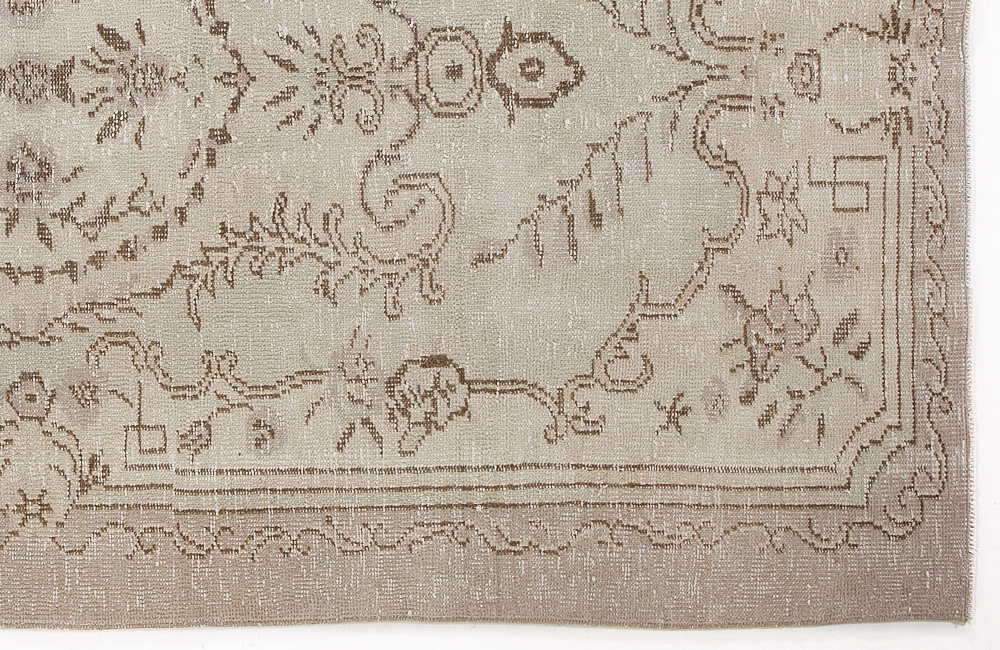 Atina Beige Vintage Wool Handmade Area Rug 4'10" x 8'8"