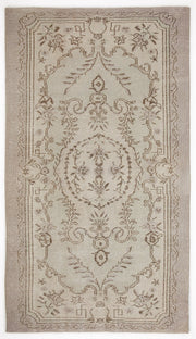 Atina Beige Vintage Wool Handmade Area Rug 4'10" x 8'8"