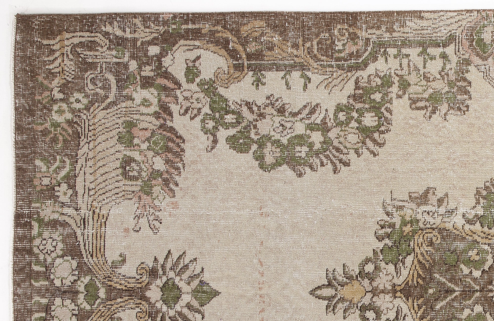 Atina Beige Vintage Wool Handmade Area Rug 5'7" x 10'2"