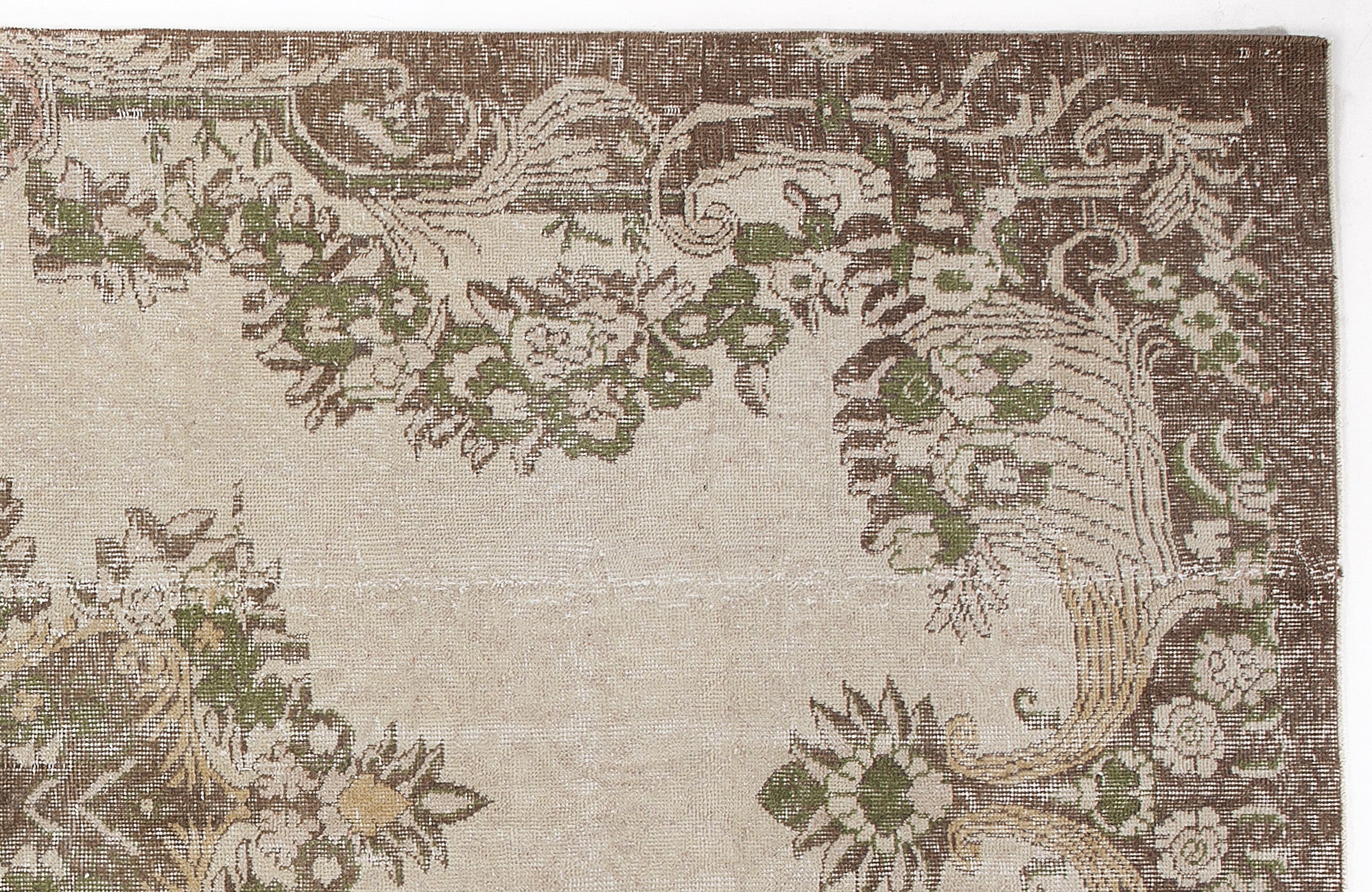 Atina Beige Vintage Wool Handmade Area Rug 5'7" x 10'2"