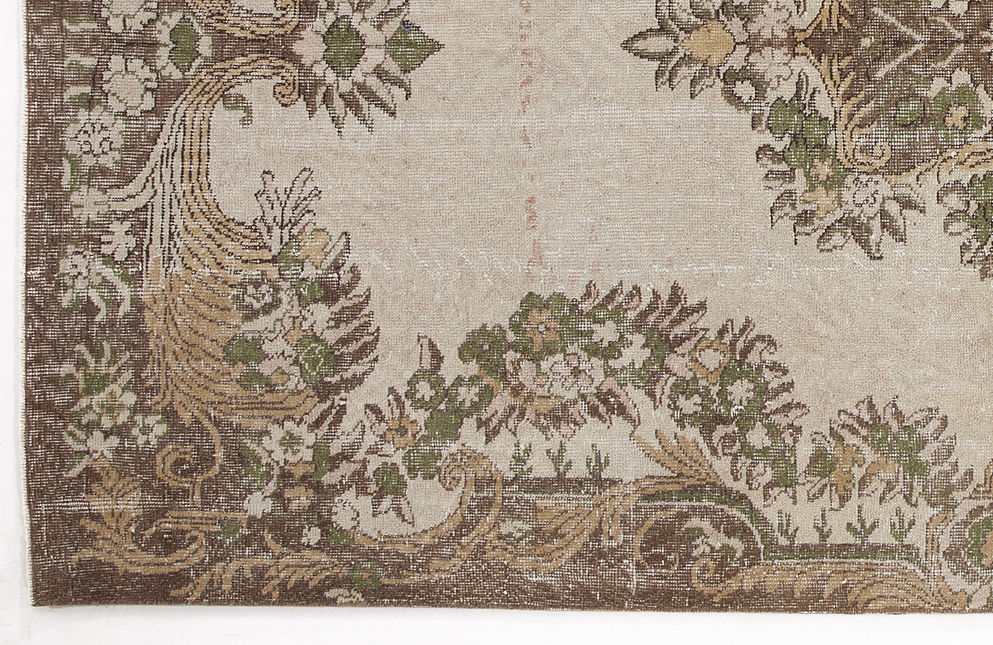 Atina Beige Vintage Wool Handmade Area Rug 5'7" x 10'2"
