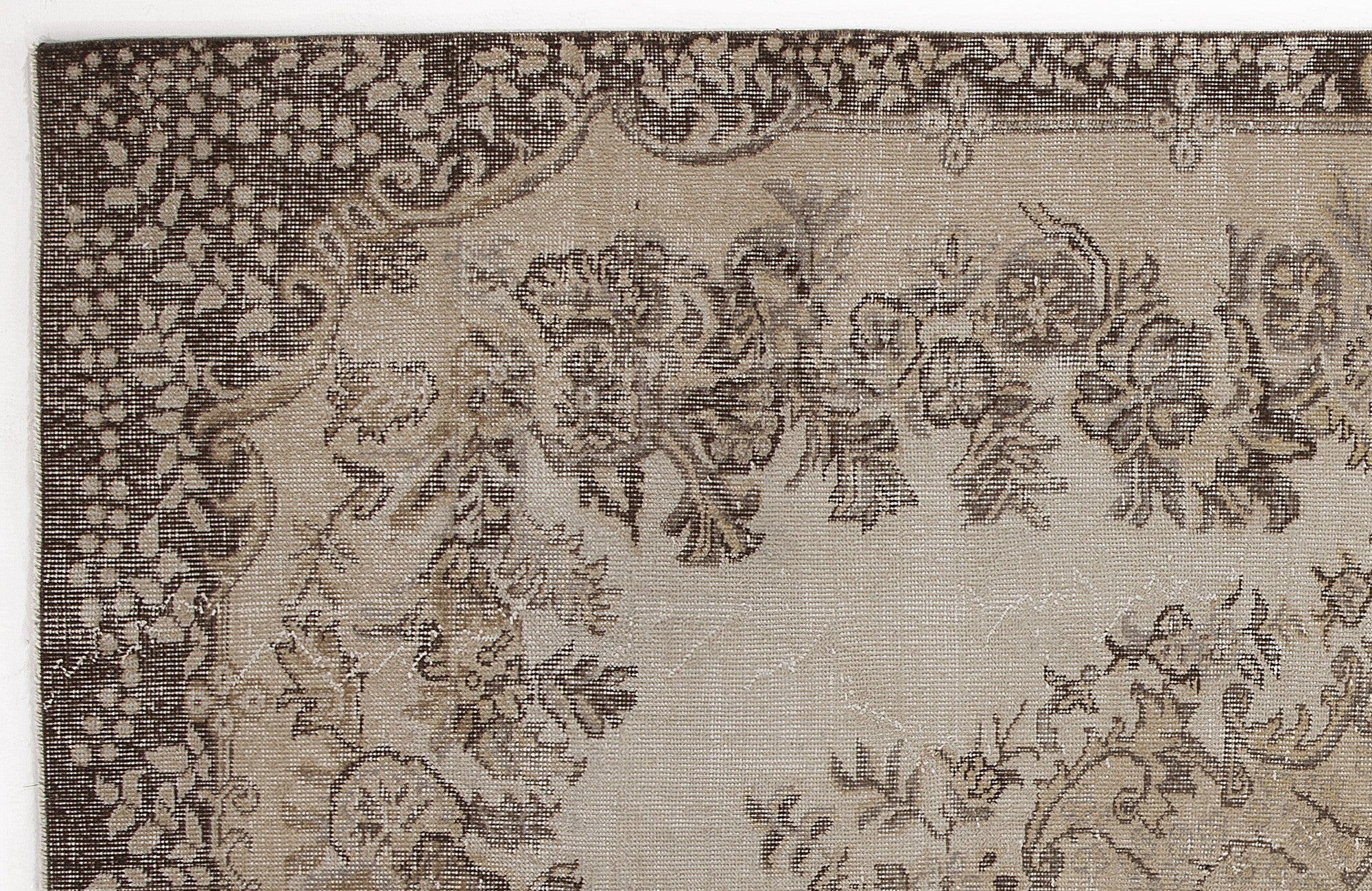 Atina Beige Vintage Wool Handmade Area Rug 5'9" x 9'11"