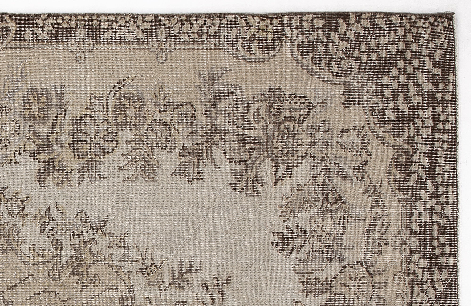 Atina Beige Vintage Wool Handmade Area Rug 5'9" x 9'11"