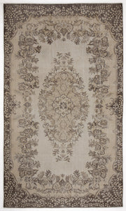 Atina Beige Vintage Wool Handmade Area Rug 5'9" x 9'11"