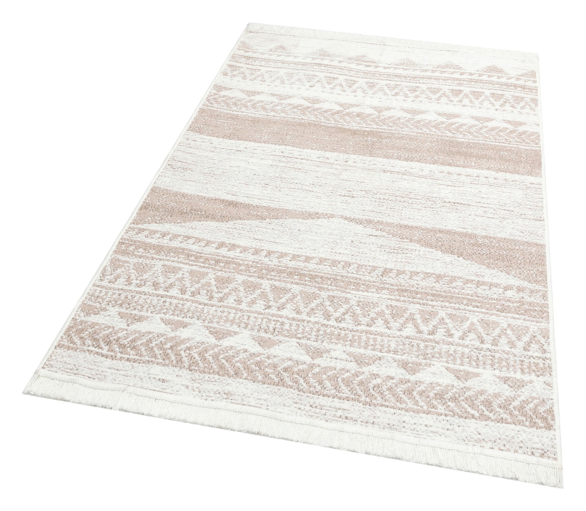Washable Kilim Rug – Modern Woven Rug Double Sided Beige Geometric Flatweave