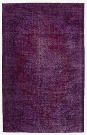 Vintage Wool Rug - Handmade Area Rug 6'8" x 10'5" Purple Wool Carpet