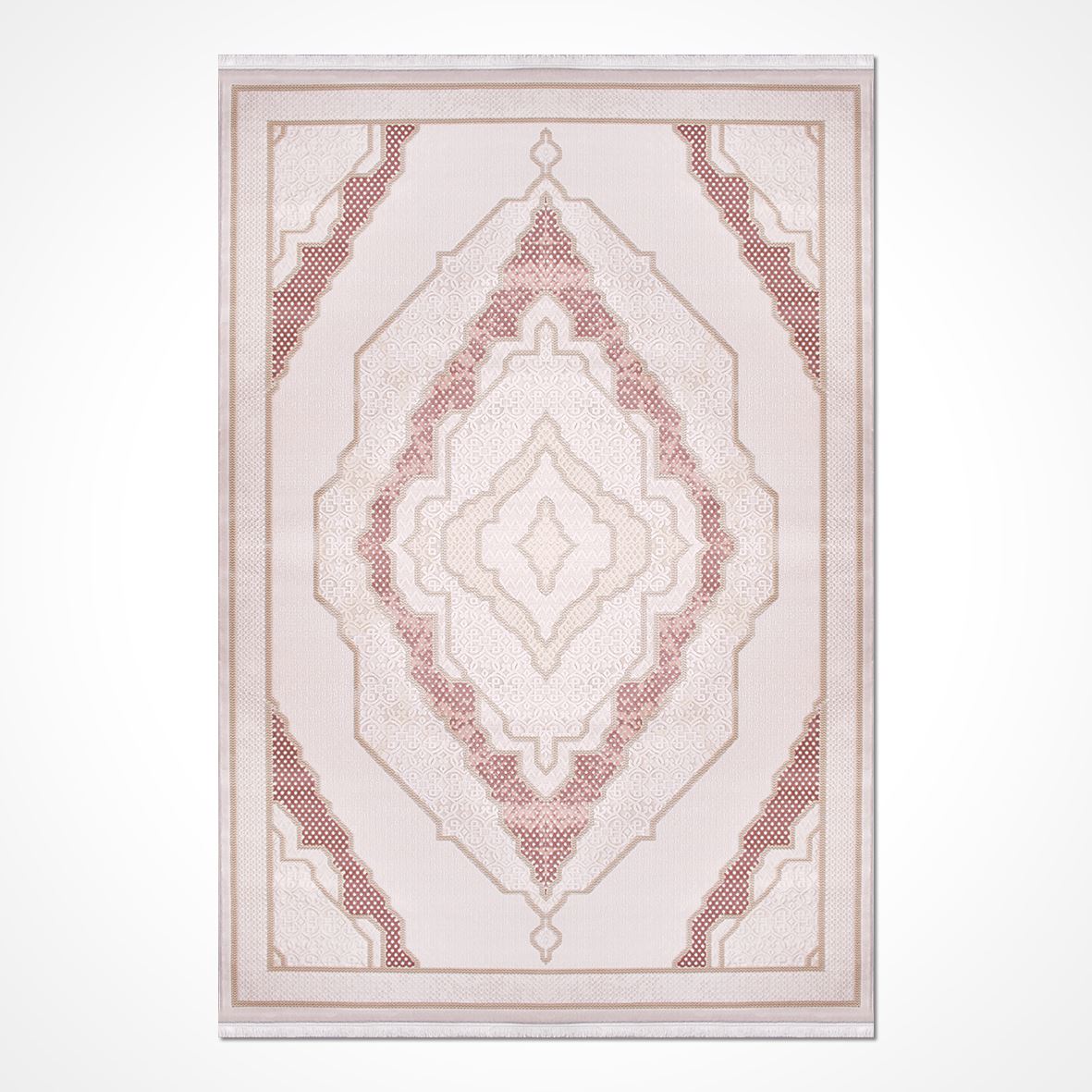 Pink Area Rug – Classic Machine Made Rug with Soft Pile Carpet & Laser Cut Edge
