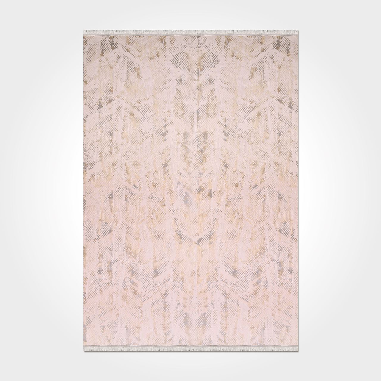 Cream Beige Area Rug – Machine Made Striped Rug with 11mm Pile Height