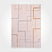 Cream Geometric Area Rug – Machine Made Rug with Soft Pile & Overlocked Edge