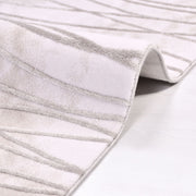 Cream Striped Area Rug - Machine Made Rug with Cotton Base, 12 mm Pile Height