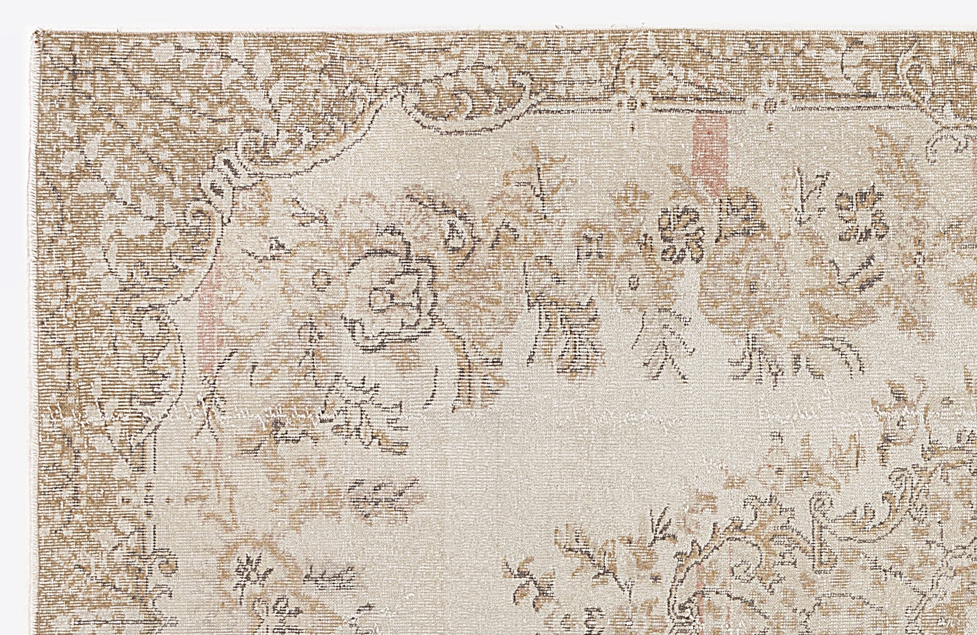 Atina Beige Vintage Wool Handmade Area Rug 5'8" x 9'9"