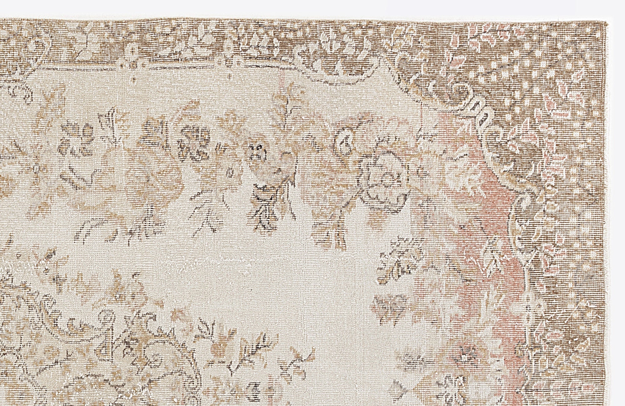Atina Beige Vintage Wool Handmade Area Rug 5'8" x 9'9"