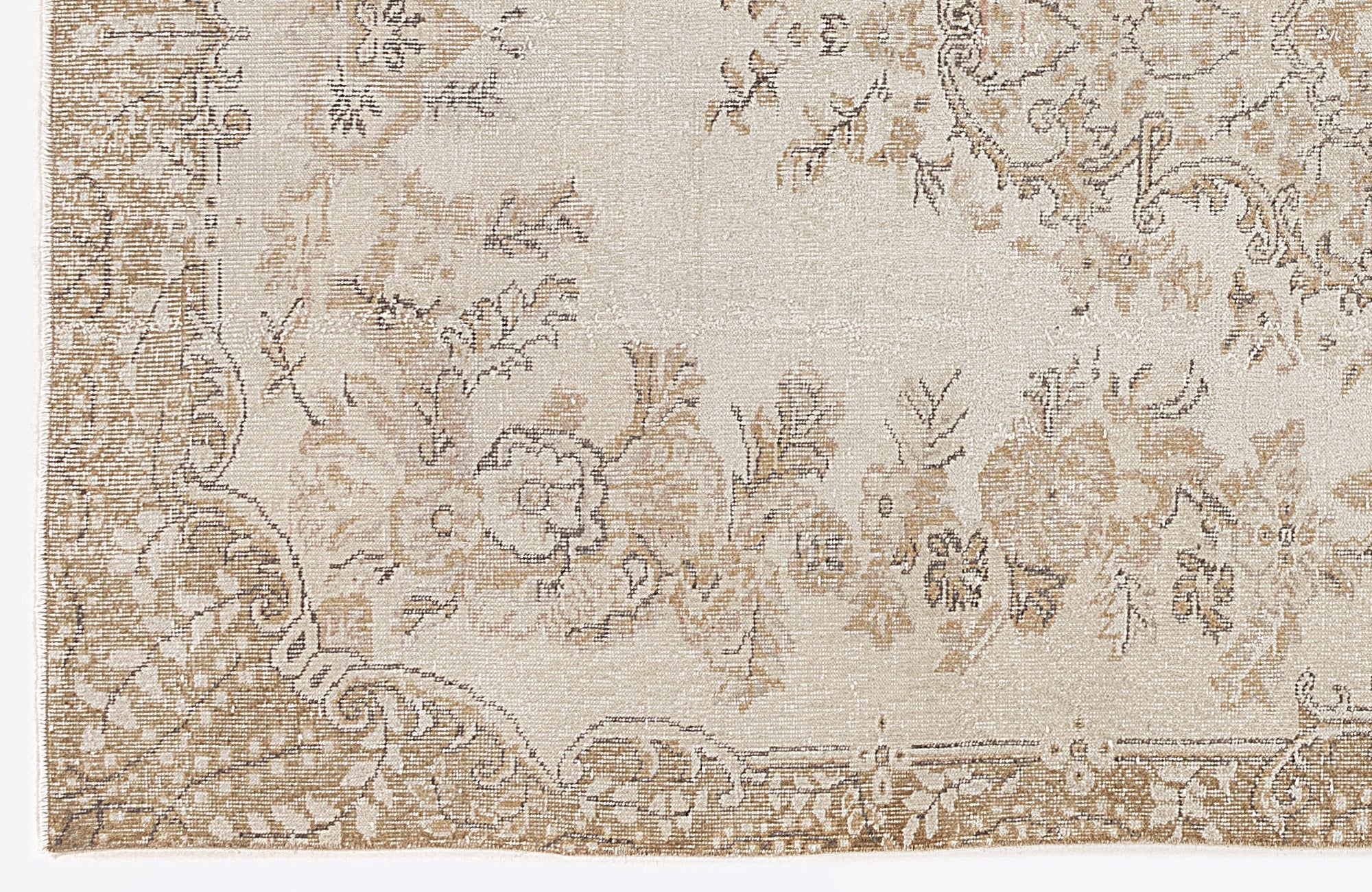 Atina Beige Vintage Wool Handmade Area Rug 5'8" x 9'9"