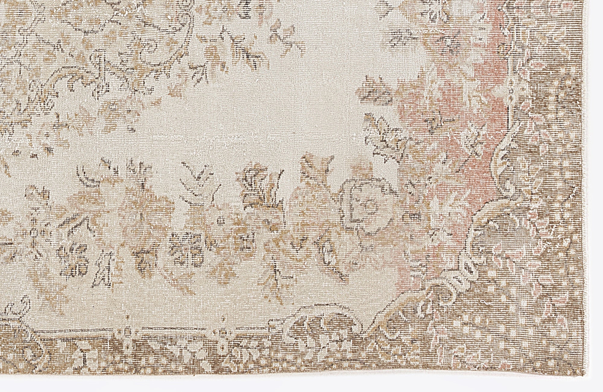 Atina Beige Vintage Wool Handmade Area Rug 5'8" x 9'9"