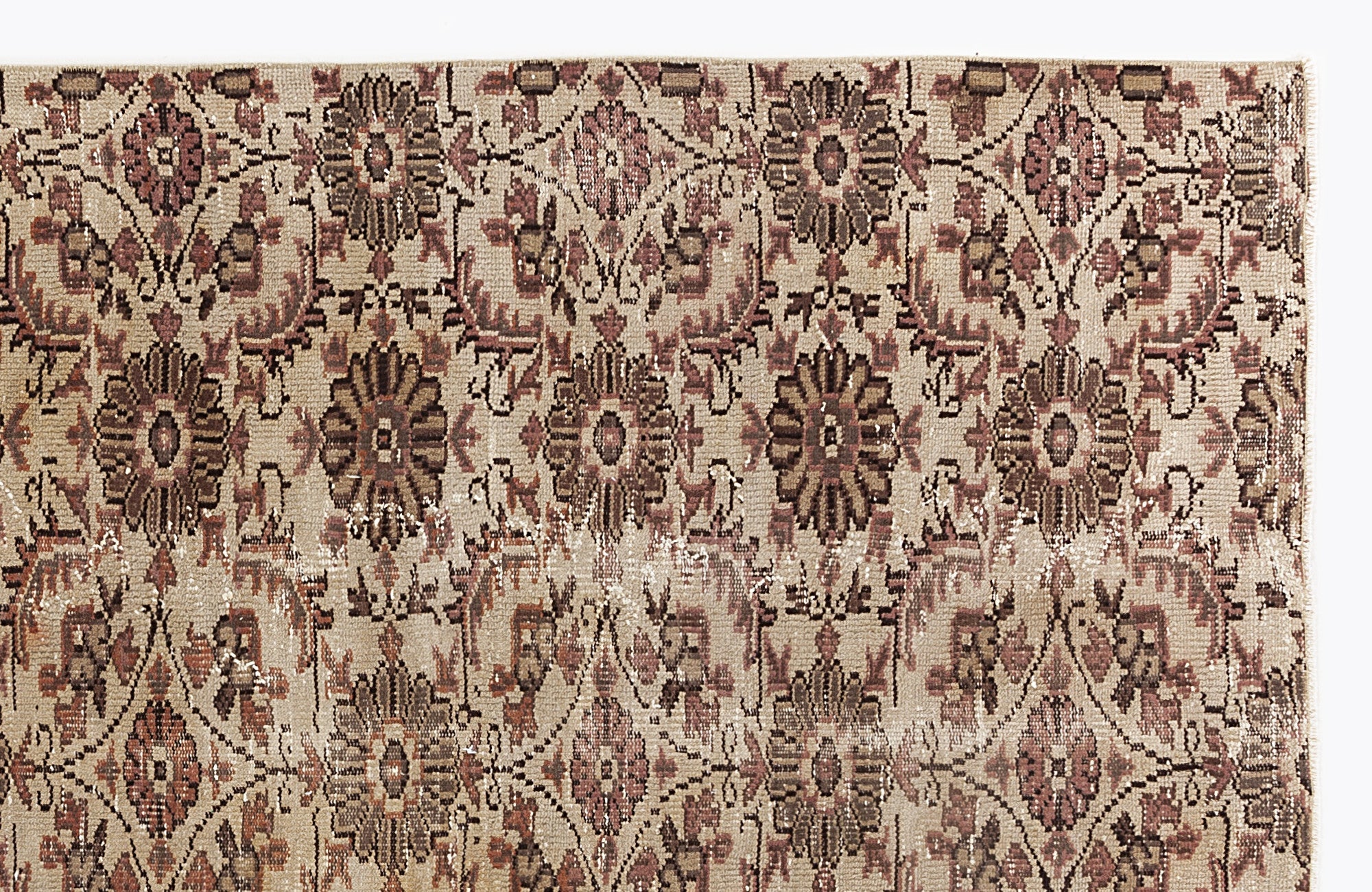 Atina Beige Vintage Wool Handmade Area Rug 4'11" x 8'1"