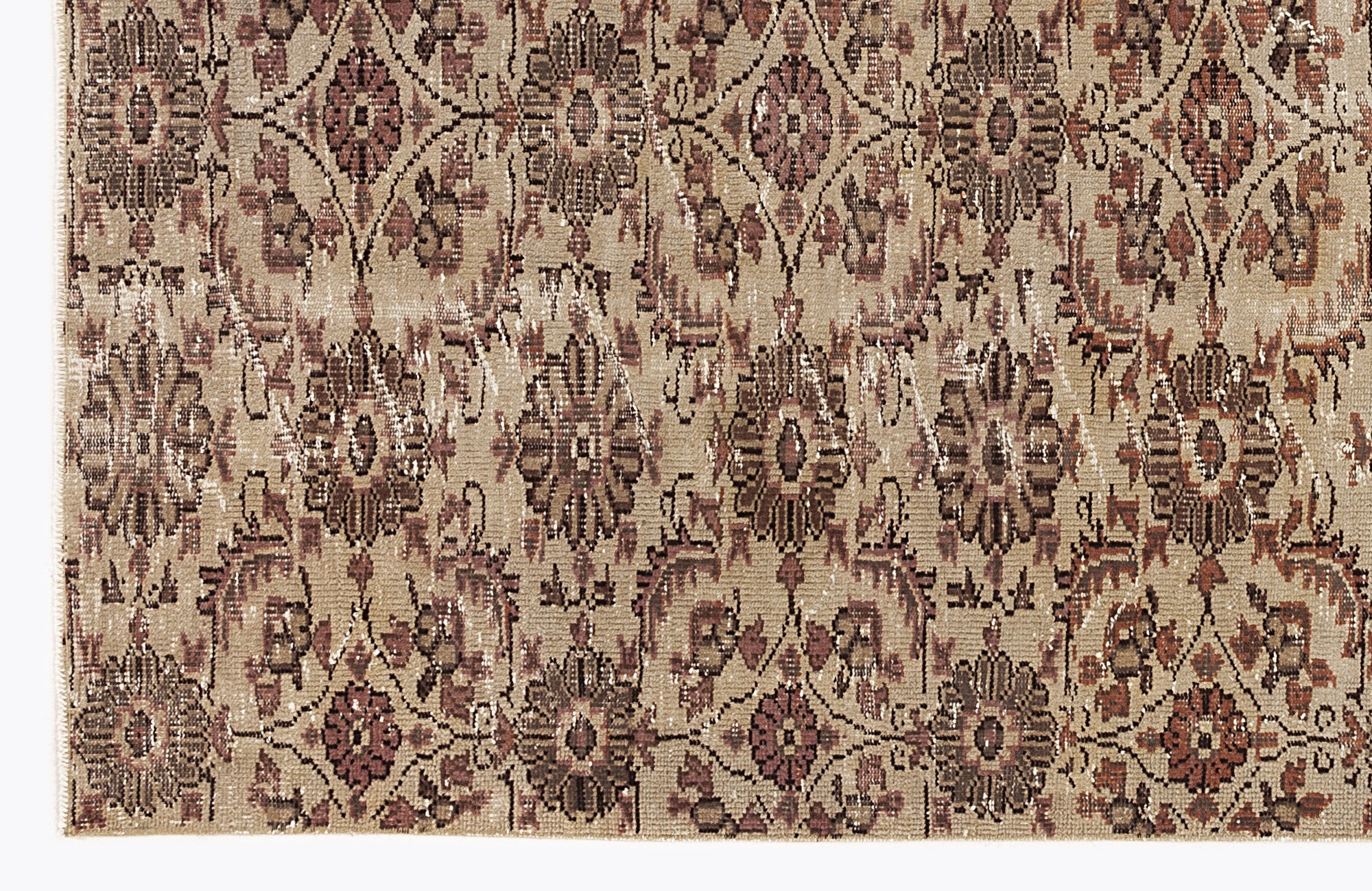 Atina Beige Vintage Wool Handmade Area Rug 4'11" x 8'1"
