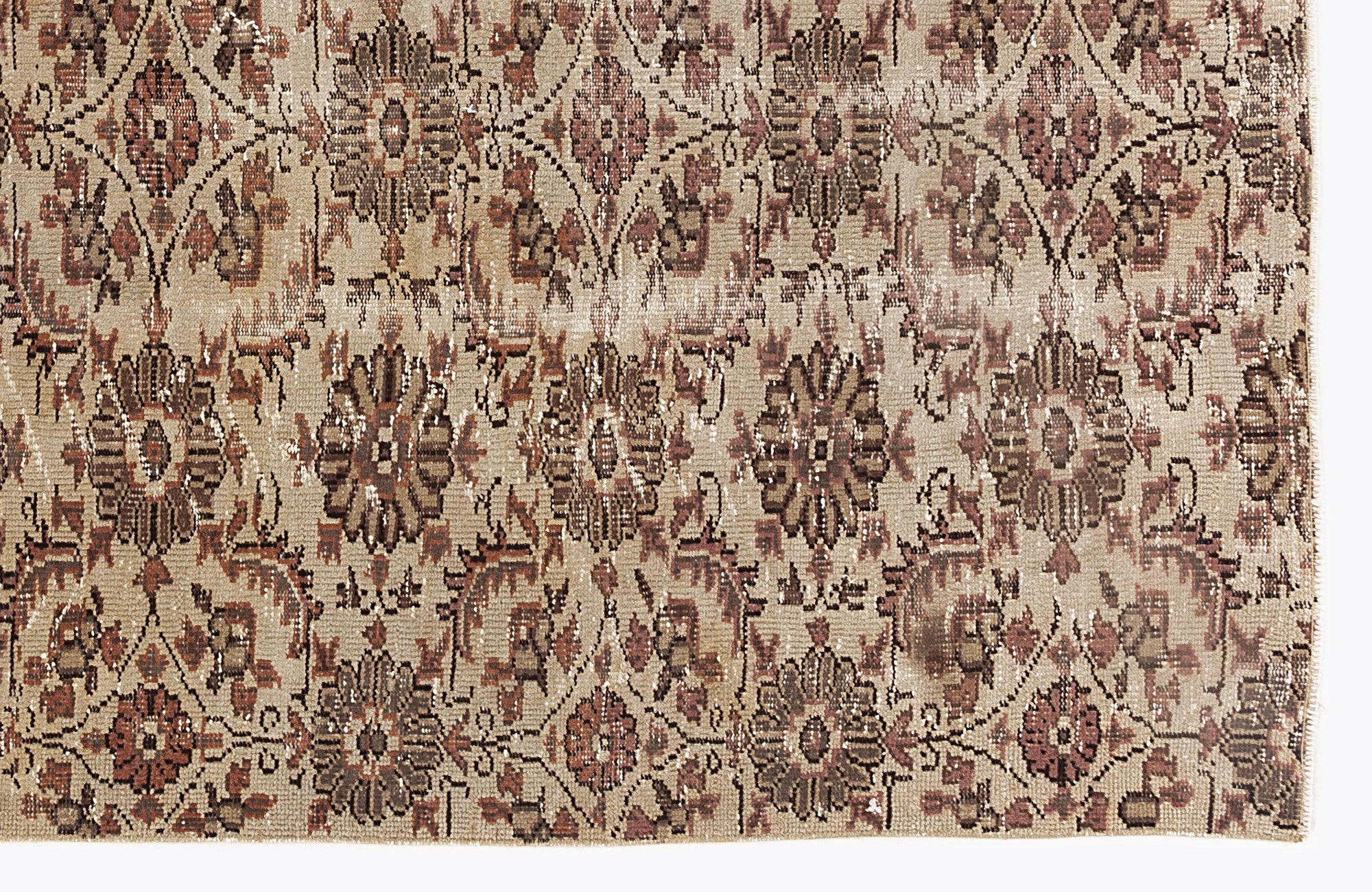 Atina Beige Vintage Wool Handmade Area Rug 4'11" x 8'1"