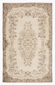 Atina Beige Vintage Wool Handmade Area Rug 6'4" x 9'10"