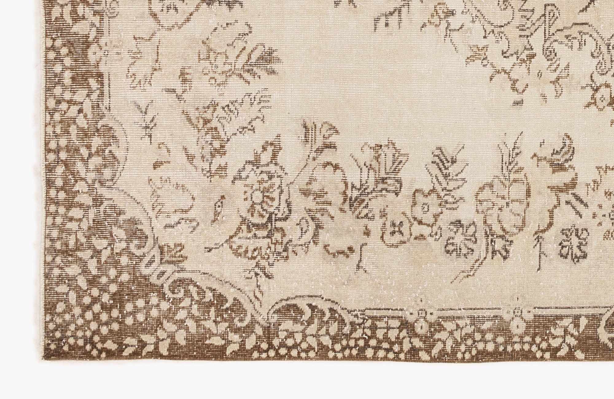 Atina Beige Vintage Wool Handmade Area Rug 6'4" x 9'10"