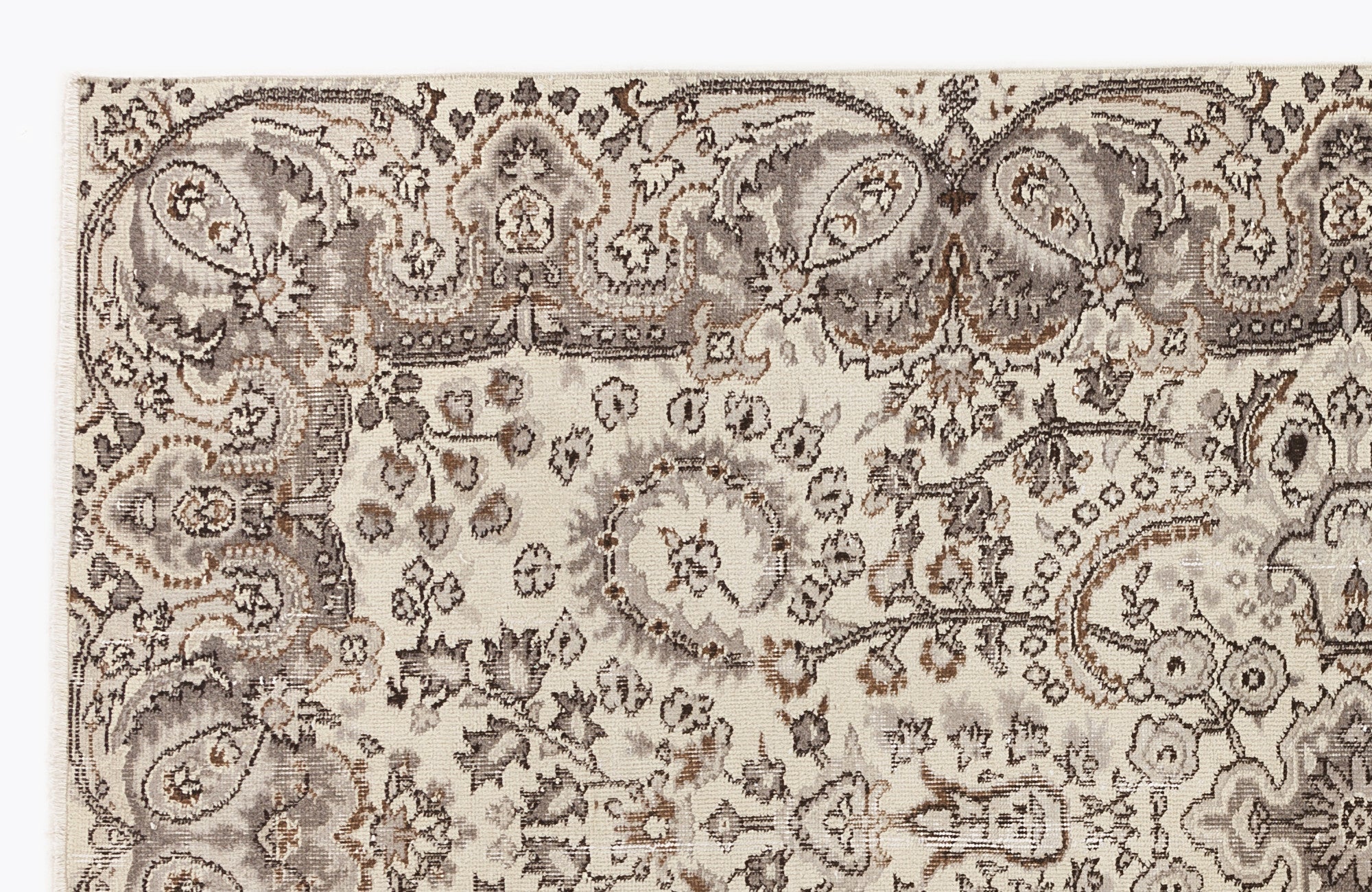 Atina Beige Vintage Wool Handmade Area Rug 4'11" x 8'10"