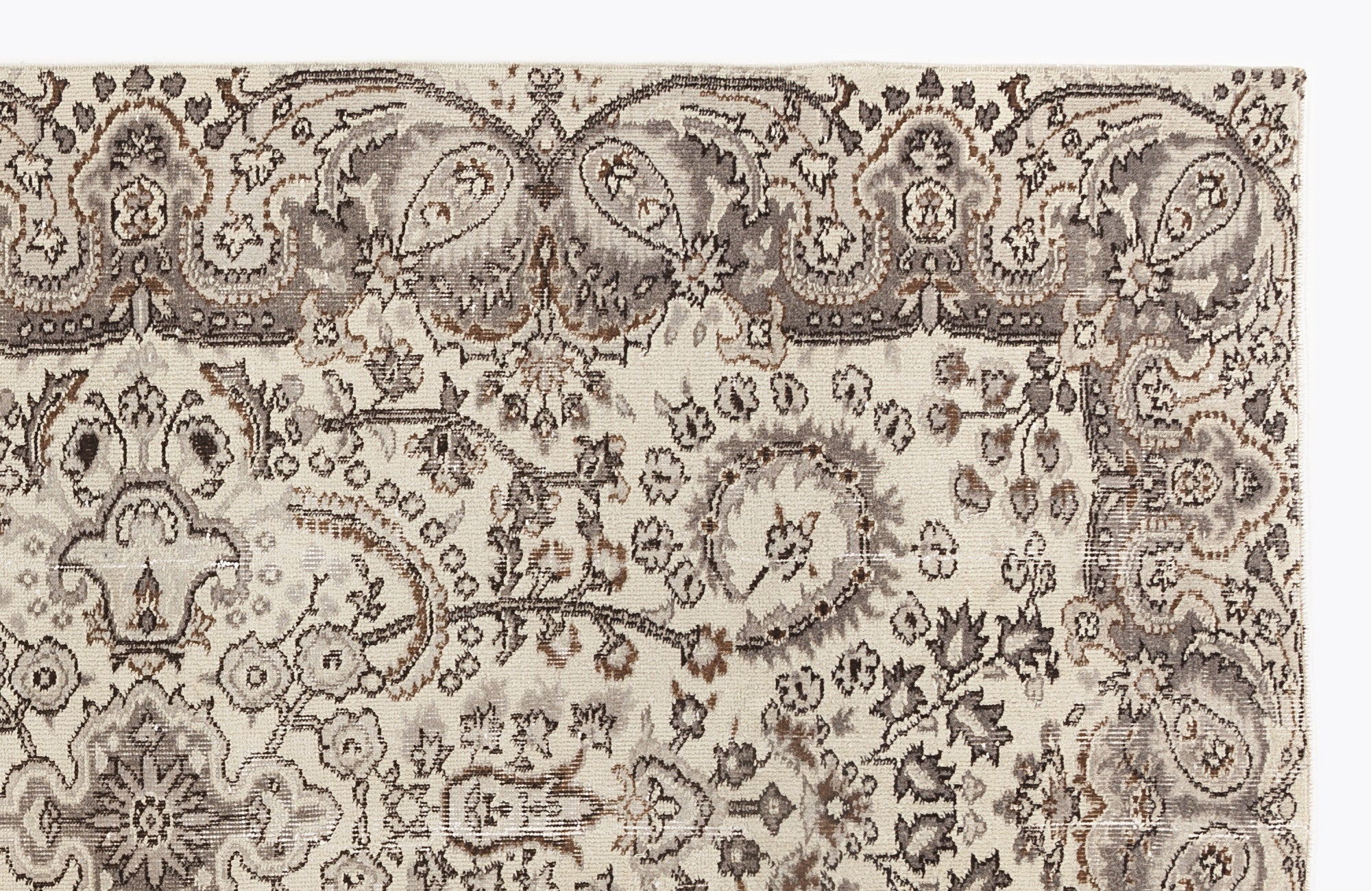 Atina Beige Vintage Wool Handmade Area Rug 4'11" x 8'10"