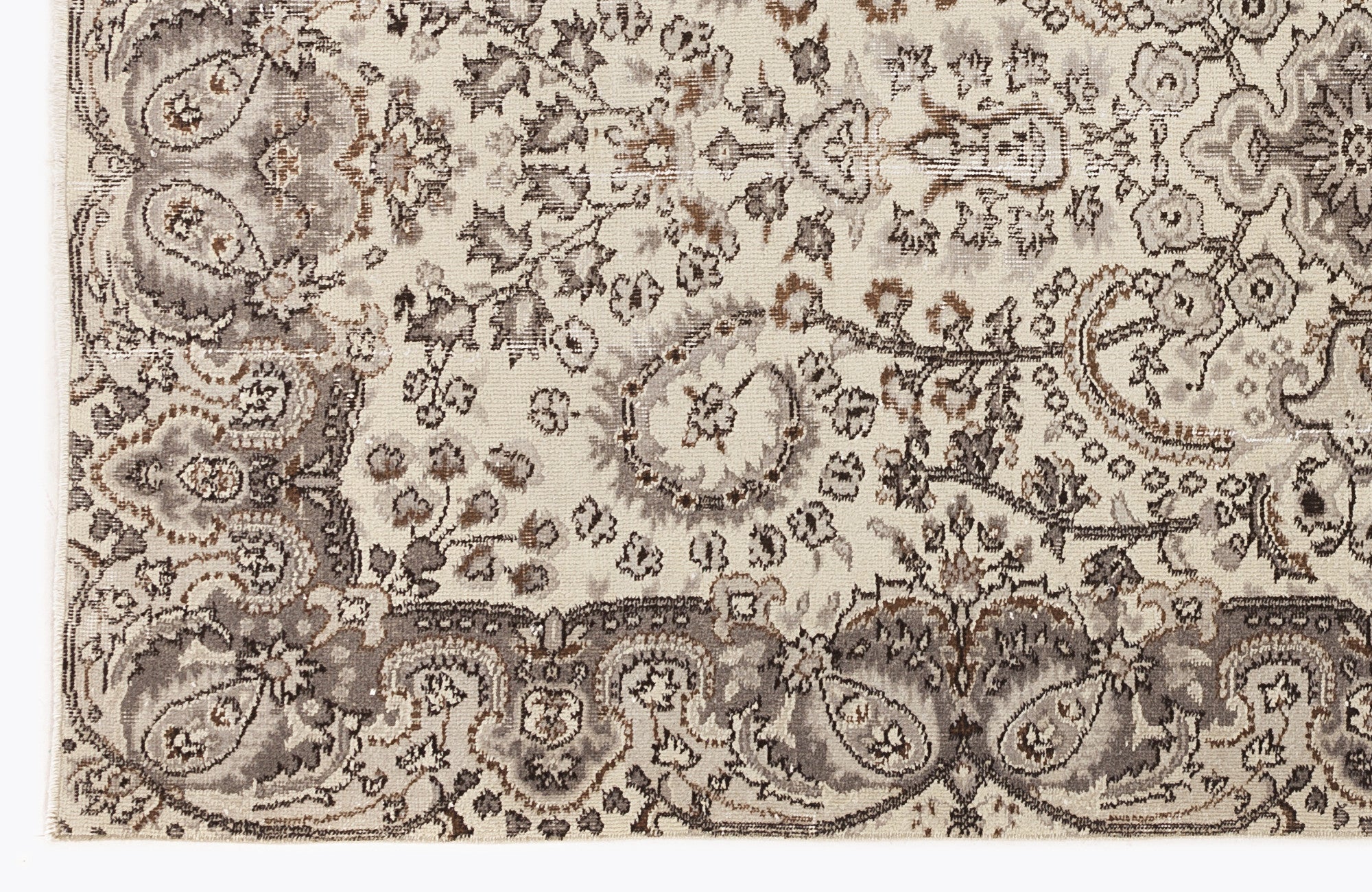 Atina Beige Vintage Wool Handmade Area Rug 4'11" x 8'10"