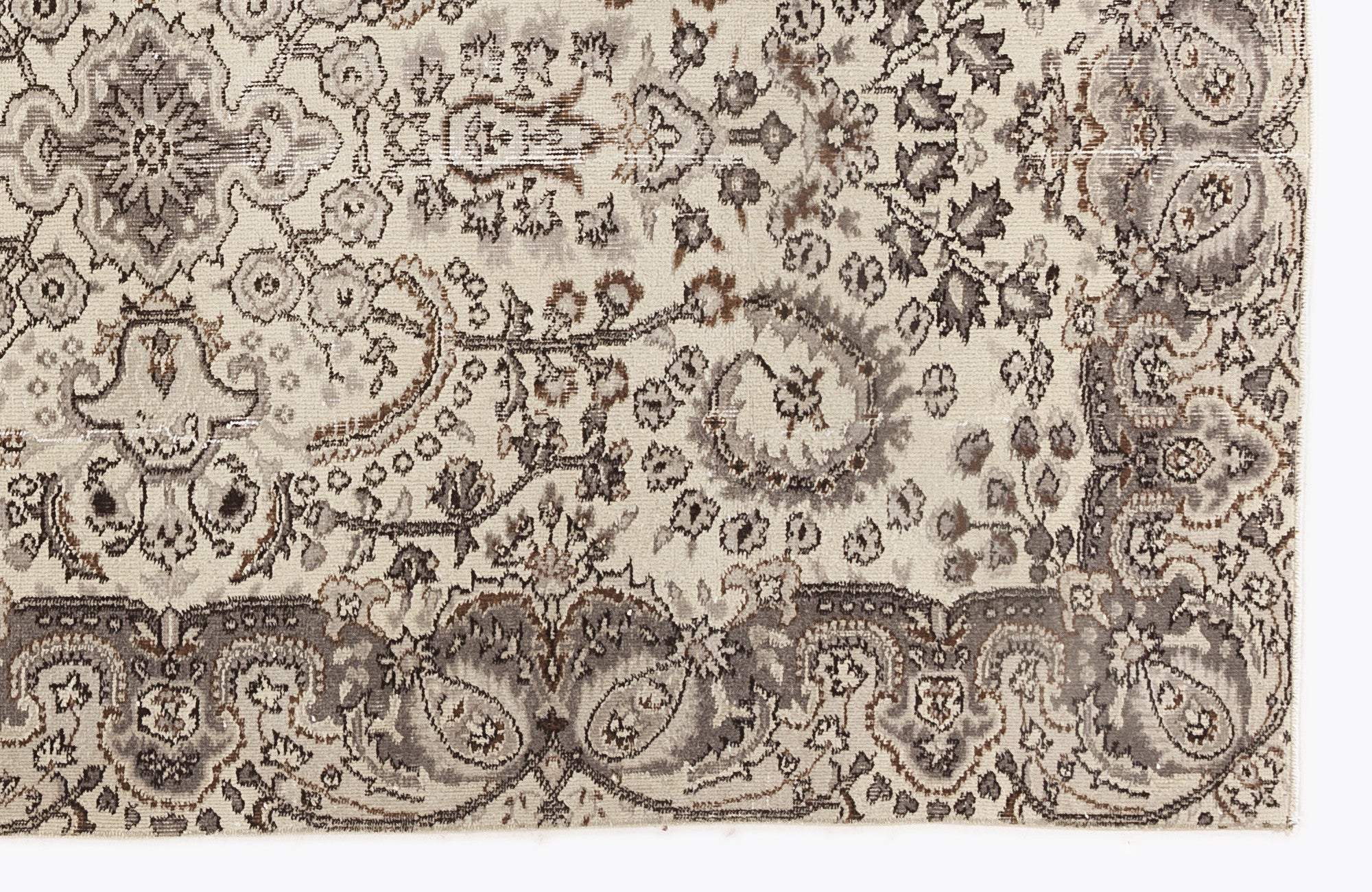 Atina Beige Vintage Wool Handmade Area Rug 4'11" x 8'10"