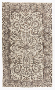 Atina Beige Vintage Wool Handmade Area Rug 4'11" x 8'10"
