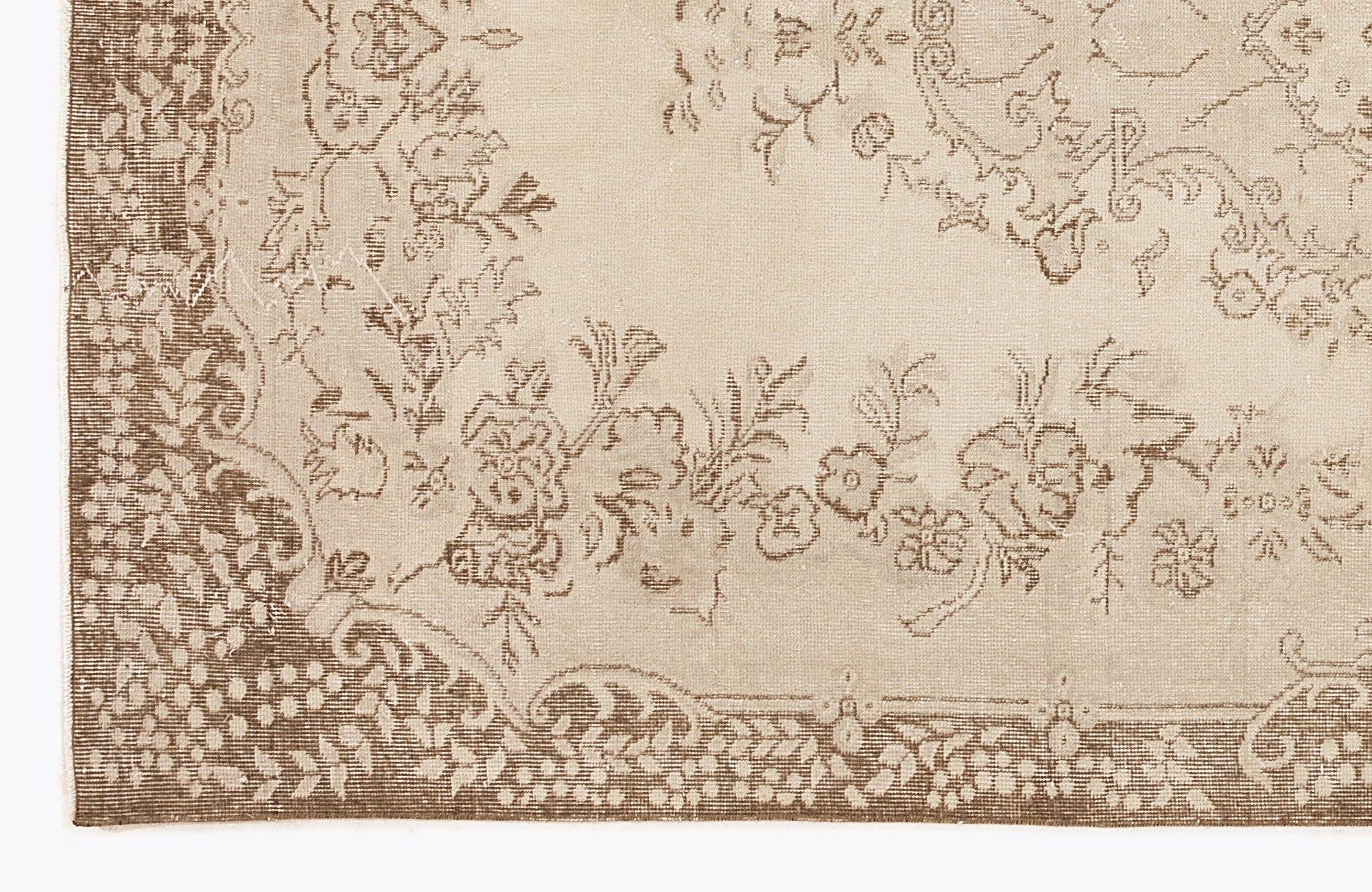Atina Beige Vintage Wool Handmade Area Rug 5'10" x 9'3"