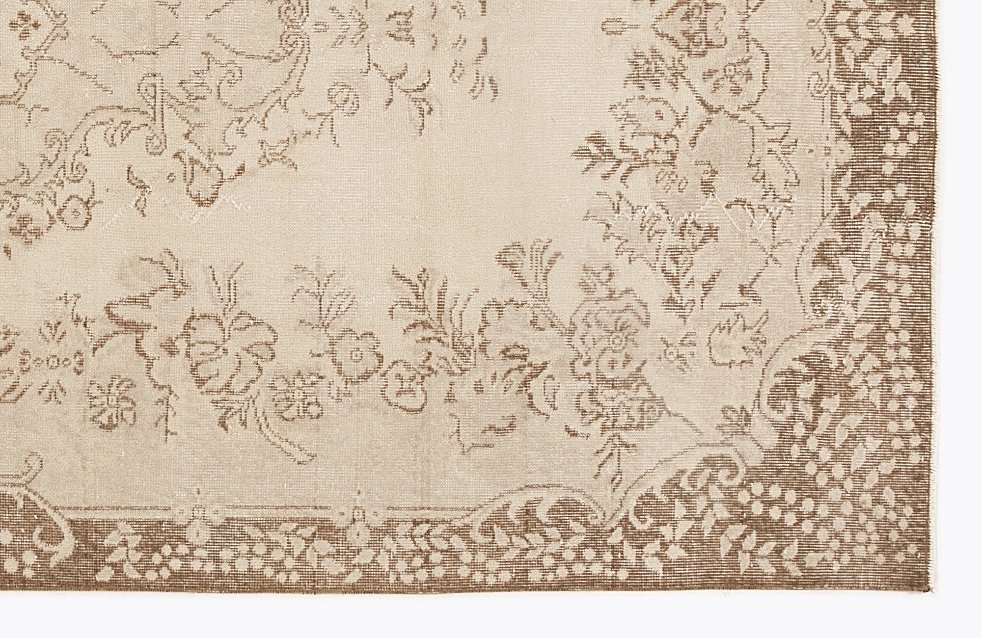 Atina Beige Vintage Wool Handmade Area Rug 5'10" x 9'3"