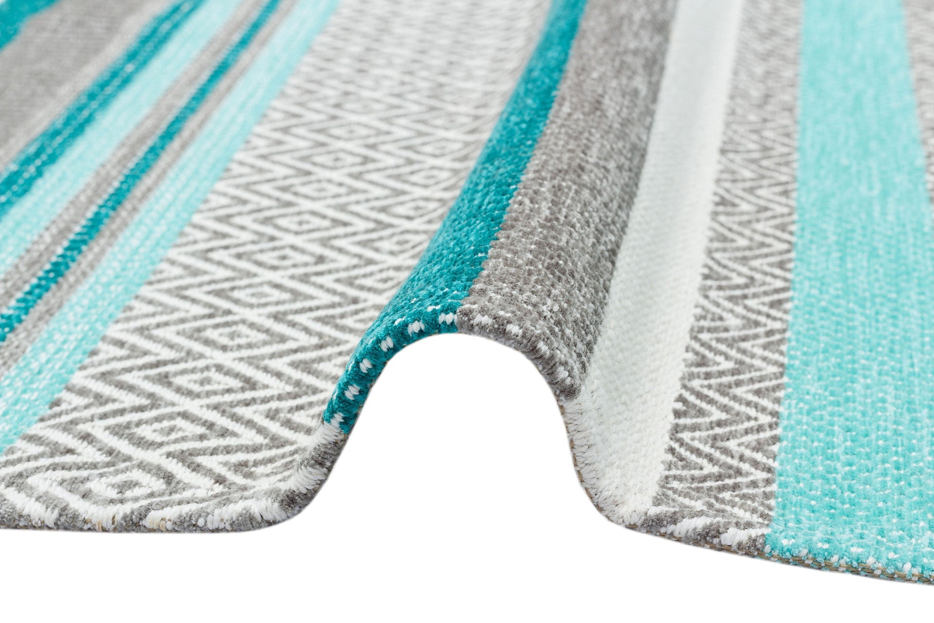 Blue Striped Cotton Kilim – Antibacterial Washable Non Slip Flatweave Rug