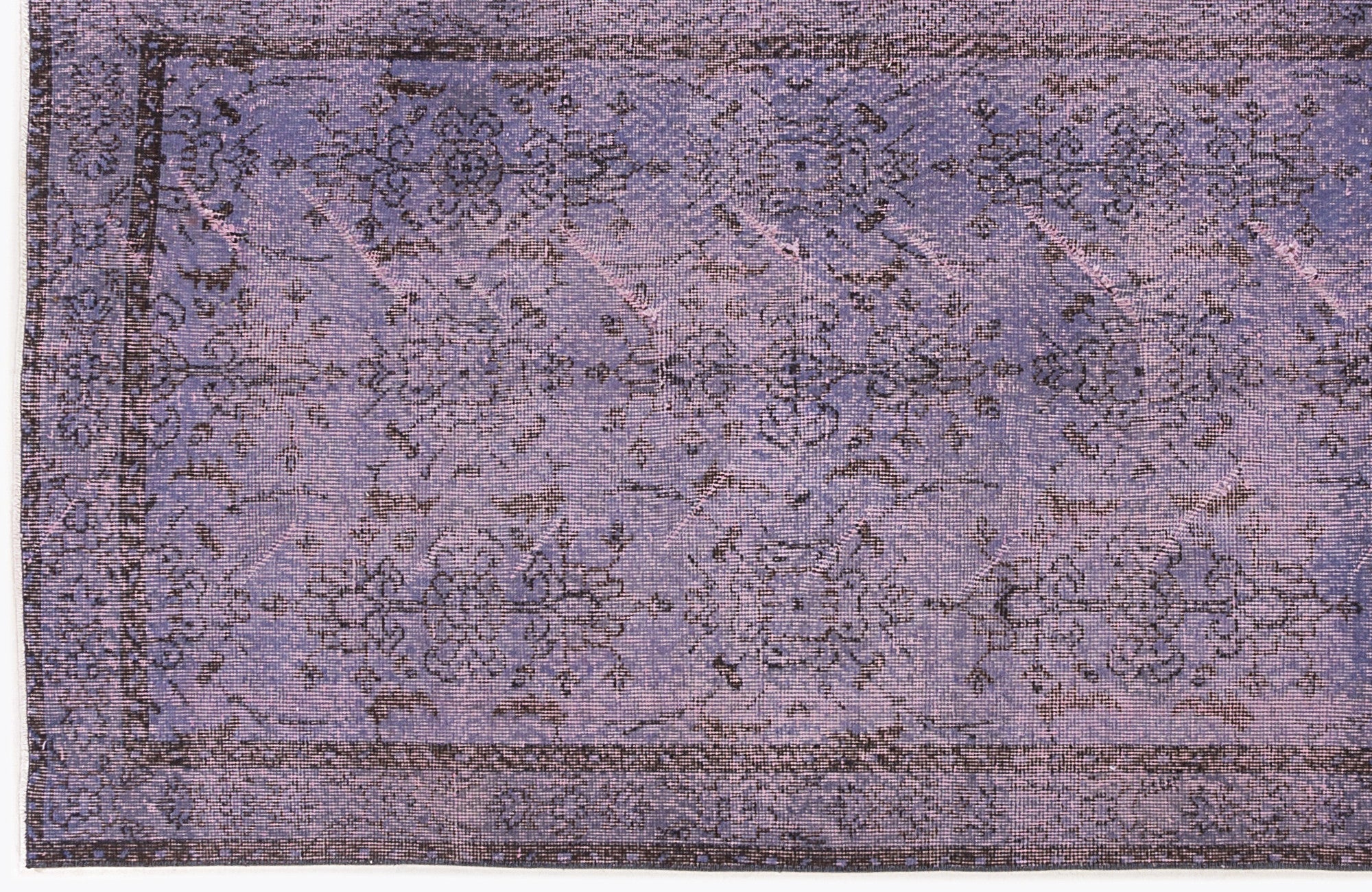 Atina Purple Vintage Wool Handmade Area Rug 3'7" x 7'5"