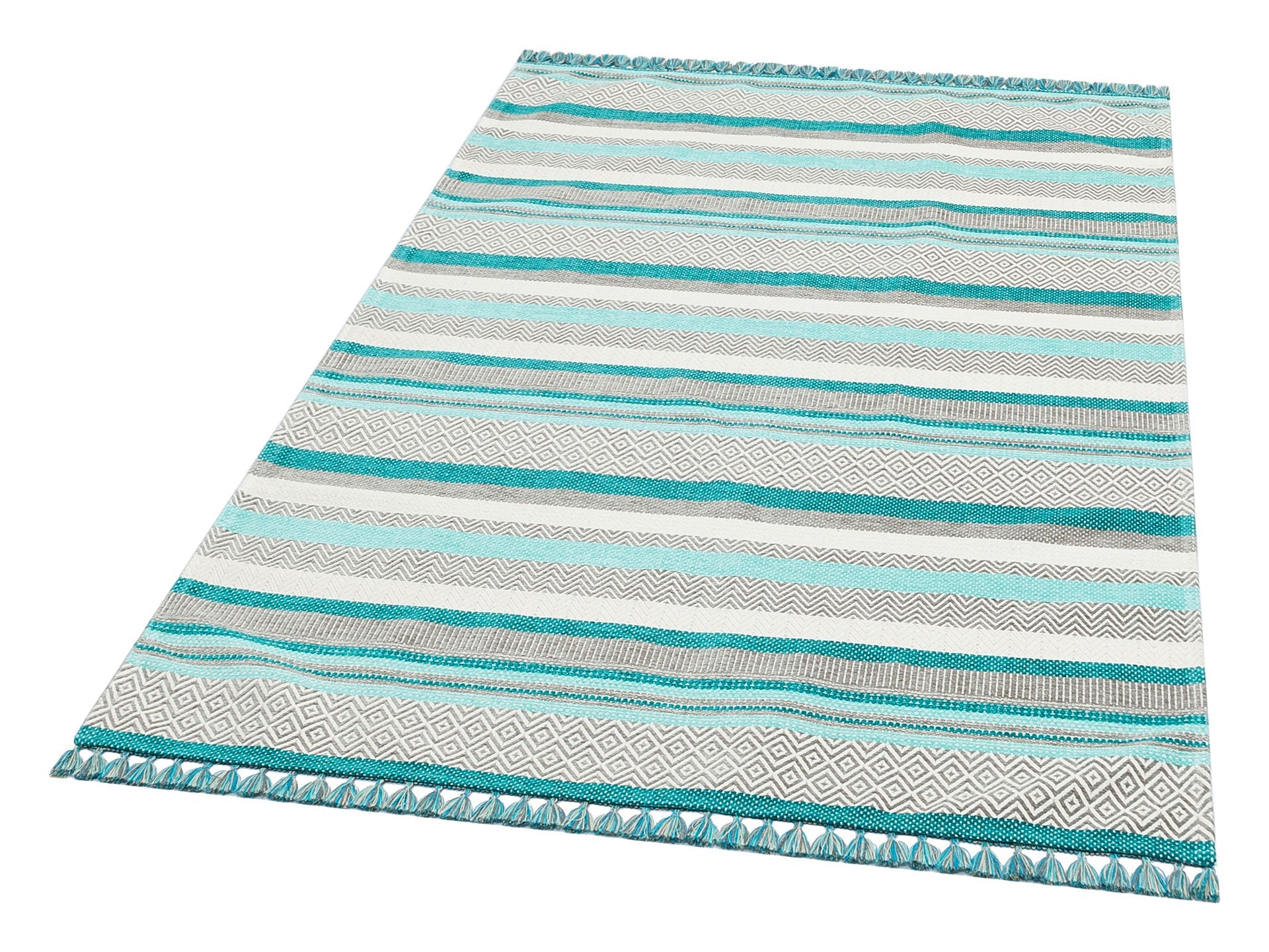 Blue Striped Cotton Kilim – Antibacterial Washable Non Slip Flatweave Rug